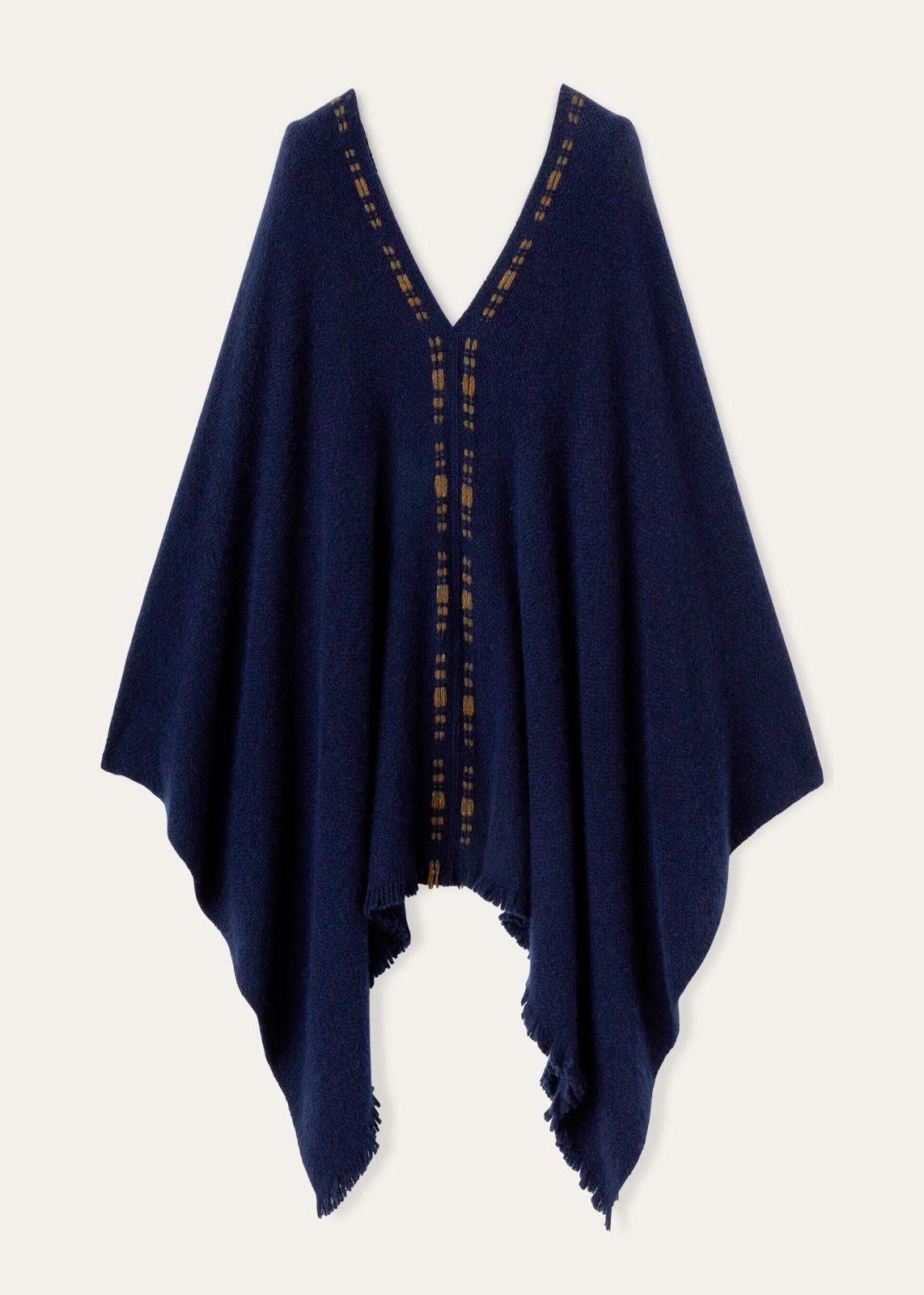 Loro Piana o1srvl11e0125 FAO1051 Size: OS/ Short Poncho in Blue Size ONE SIZE - 1 Thumbnail