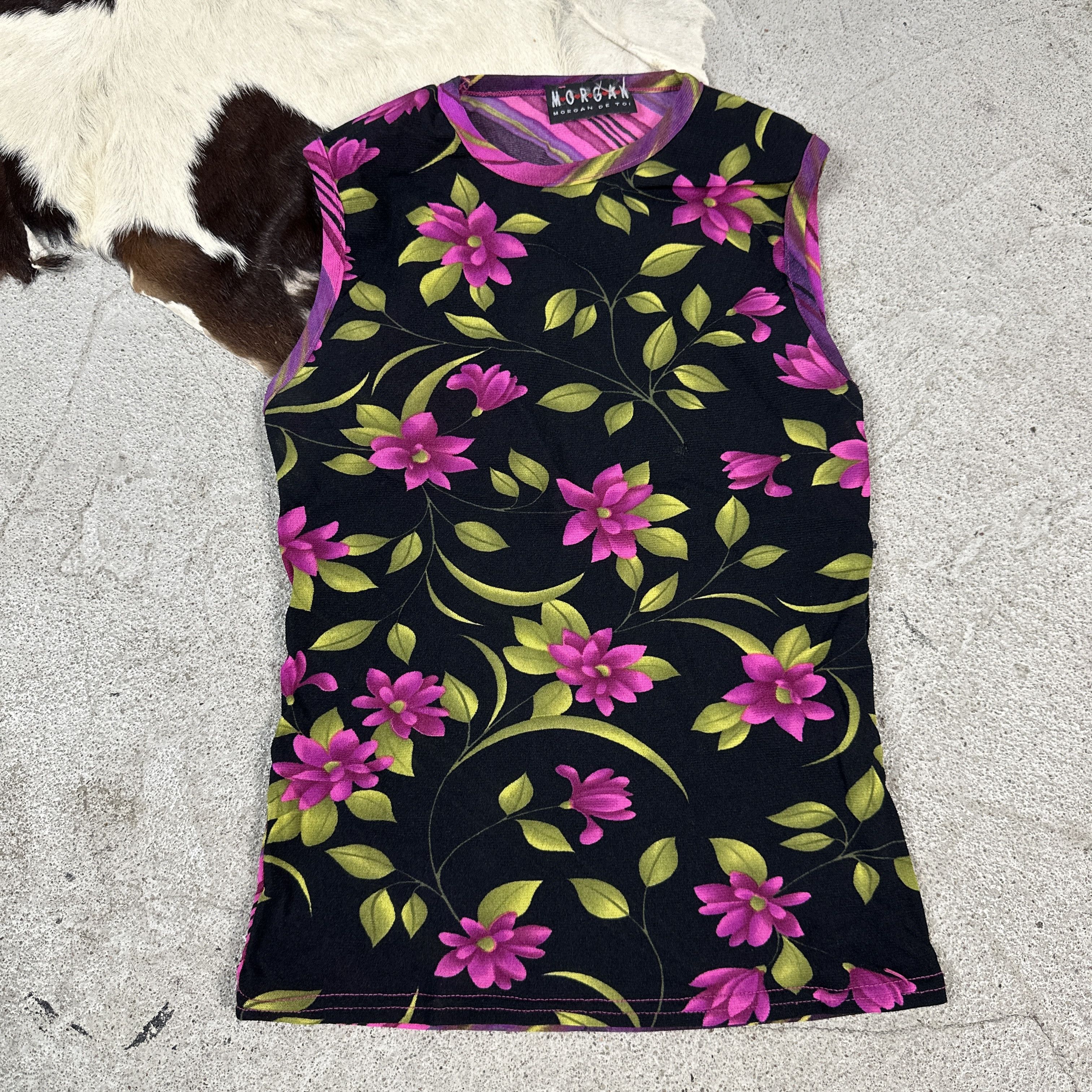Vintage Vintage Floral Printed Y2K Morgan Mesh Top Size S / US 4 / IT 40 - 1 Thumbnail
