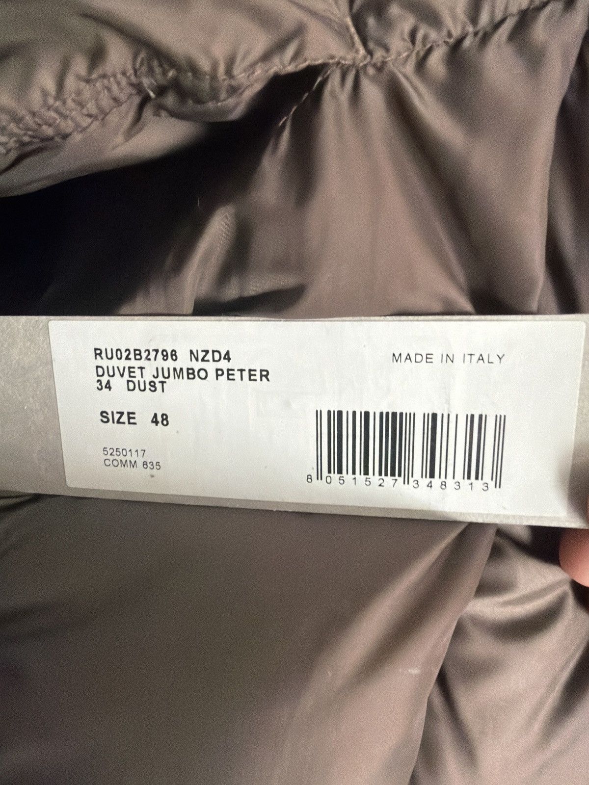 Rick Owens Rick Owens Duvet Jumbo Peter F/W 22 Size US M / EU 48-50 / 2 - 6 Thumbnail