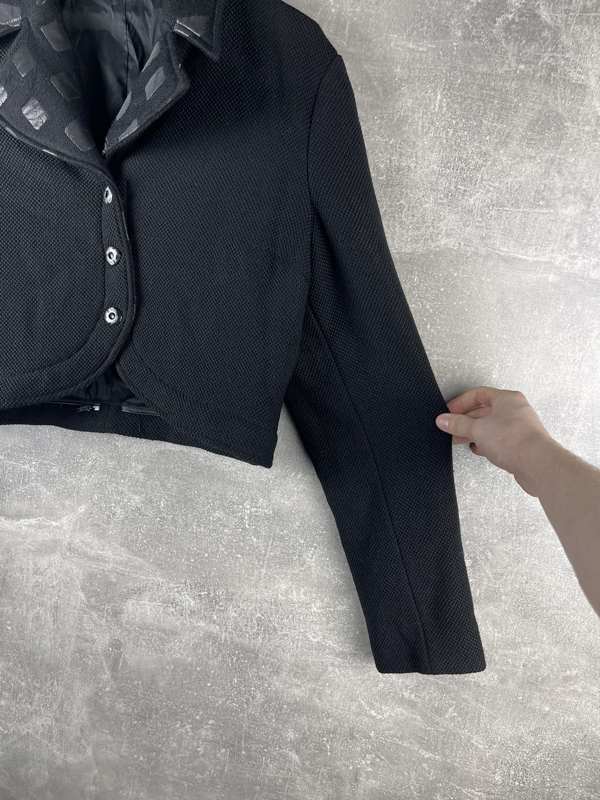 Other Save The Queen! Cropped Avant Garde Textured Wool Jacket Size XL / US 12-14 / IT 48-50 - 4 Thumbnail