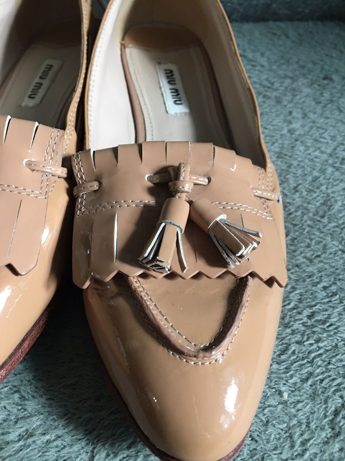 Miu Miu MIU MIU Patent Leather Beige Moccasins Loafers EU37 Size US 7 / IT 37 - 6 Thumbnail