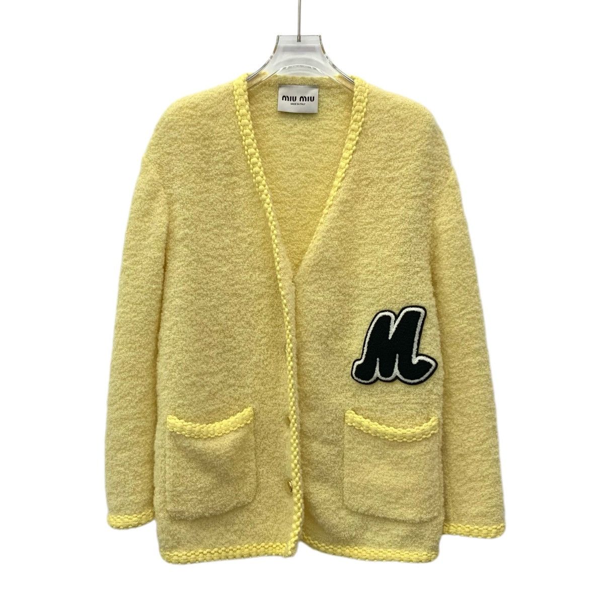 Miu Miu MiuMiu Wool V-neck Long Sleeve Tweed Knit Cardigan K26WX Size XS / US 0-2 / IT 36-38 - 1 Thumbnail