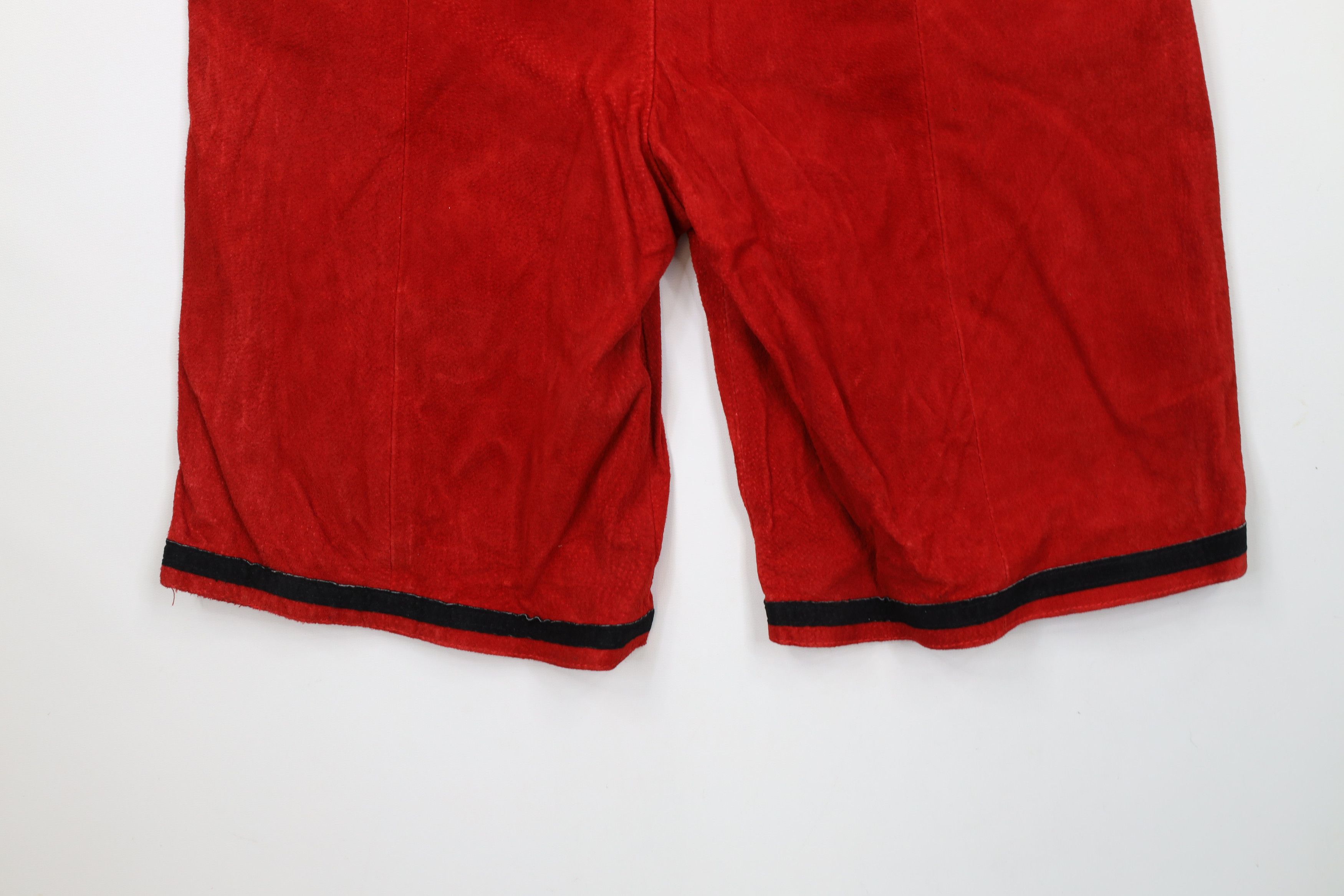 Deadstock Vintage 90s Streetwear Suede Leather Shorts Suit