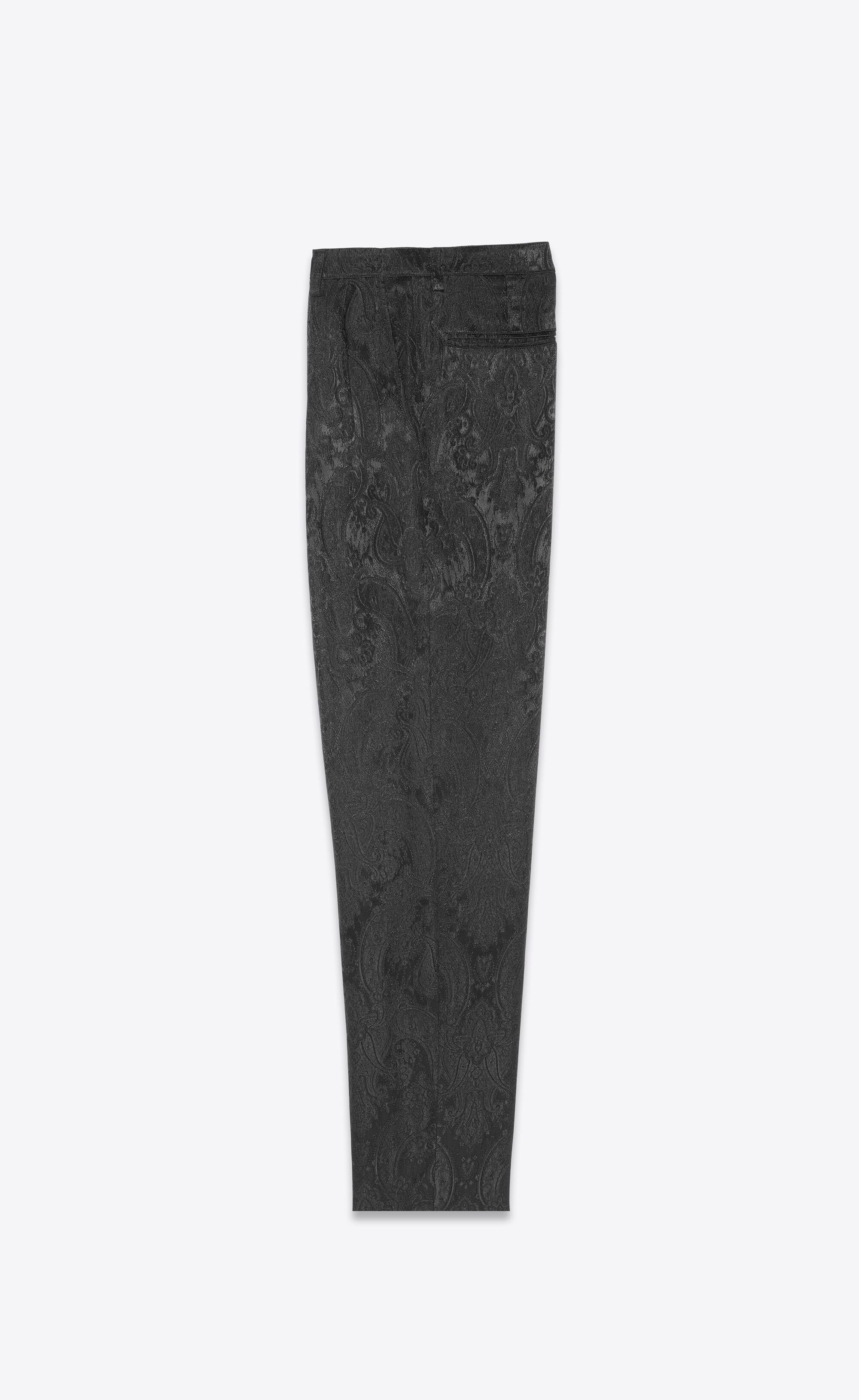 Saint Laurent Paris o1s1wg111124 High-Rise Pants Vintage Paisley Jacquard Black Size US 32 / EU 48 - 2 Thumbnail