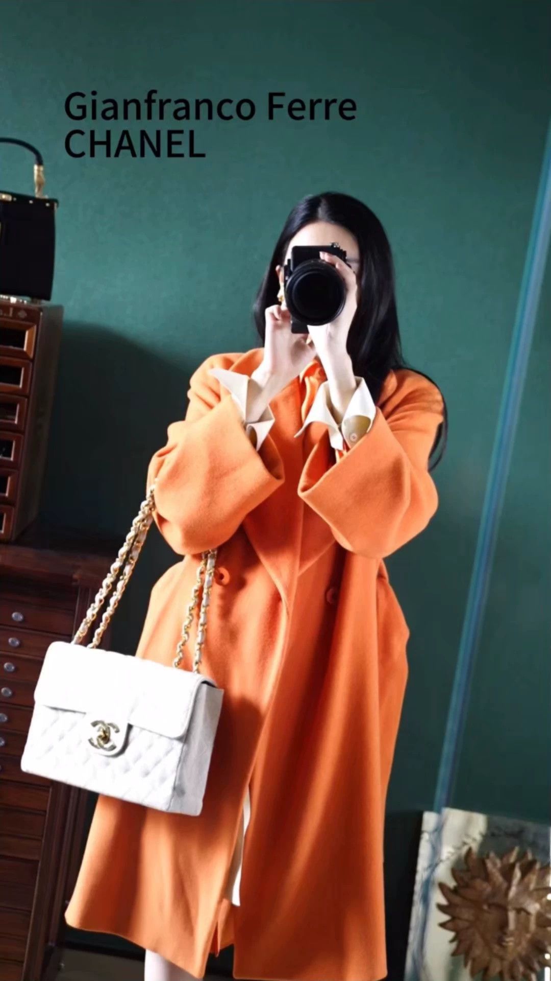 Ferre Ferre Orange Wool-Cashmere Oversized Bathrobe Coat Size XS / US 0-2 / IT 36-38 - 1 Thumbnail