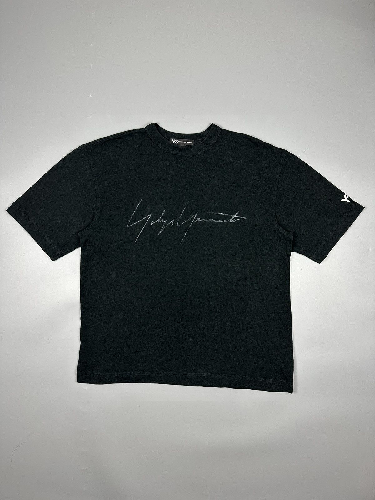 Y-3 M DISTRESSED SIGNATURE SS TEE - Tシャツ/カットソー(半袖/袖なし)