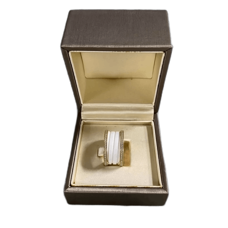 Bottega Veneta Bvlgari White Ceramic Diamond Ring-yf Size ONE SIZE - 1 Thumbnail