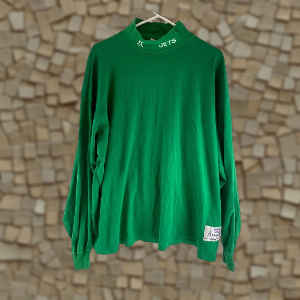 NFL MAXIT Pro Line Shirt Men 2X Green Mock Neck NFL JETS EMB Thermal Pro Big & Tall Mens Size US XXL / EU 58 / 5 - 1 Thumbnail