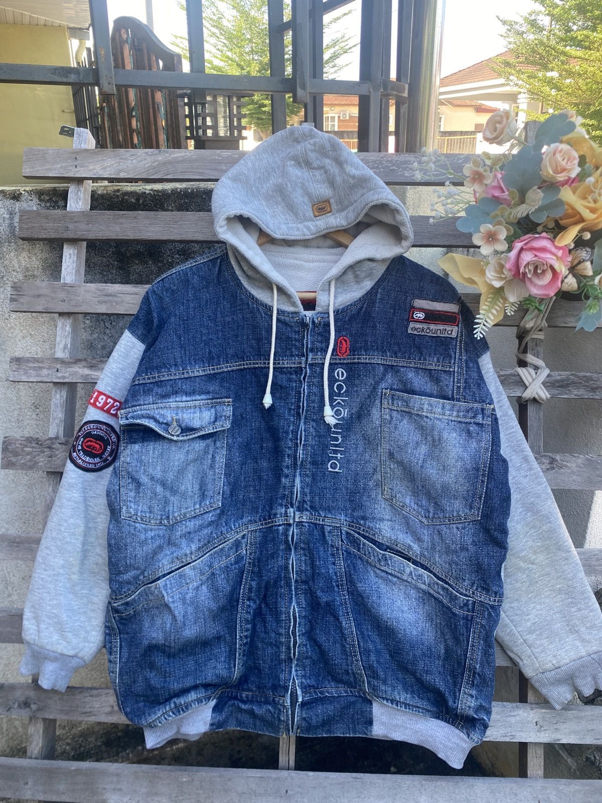 Ecko Unltd. Vintage Ecko Unltd Full Zip Denim Hoodie Jacket Size US XL / EU 56 / 4 - 1 Thumbnail