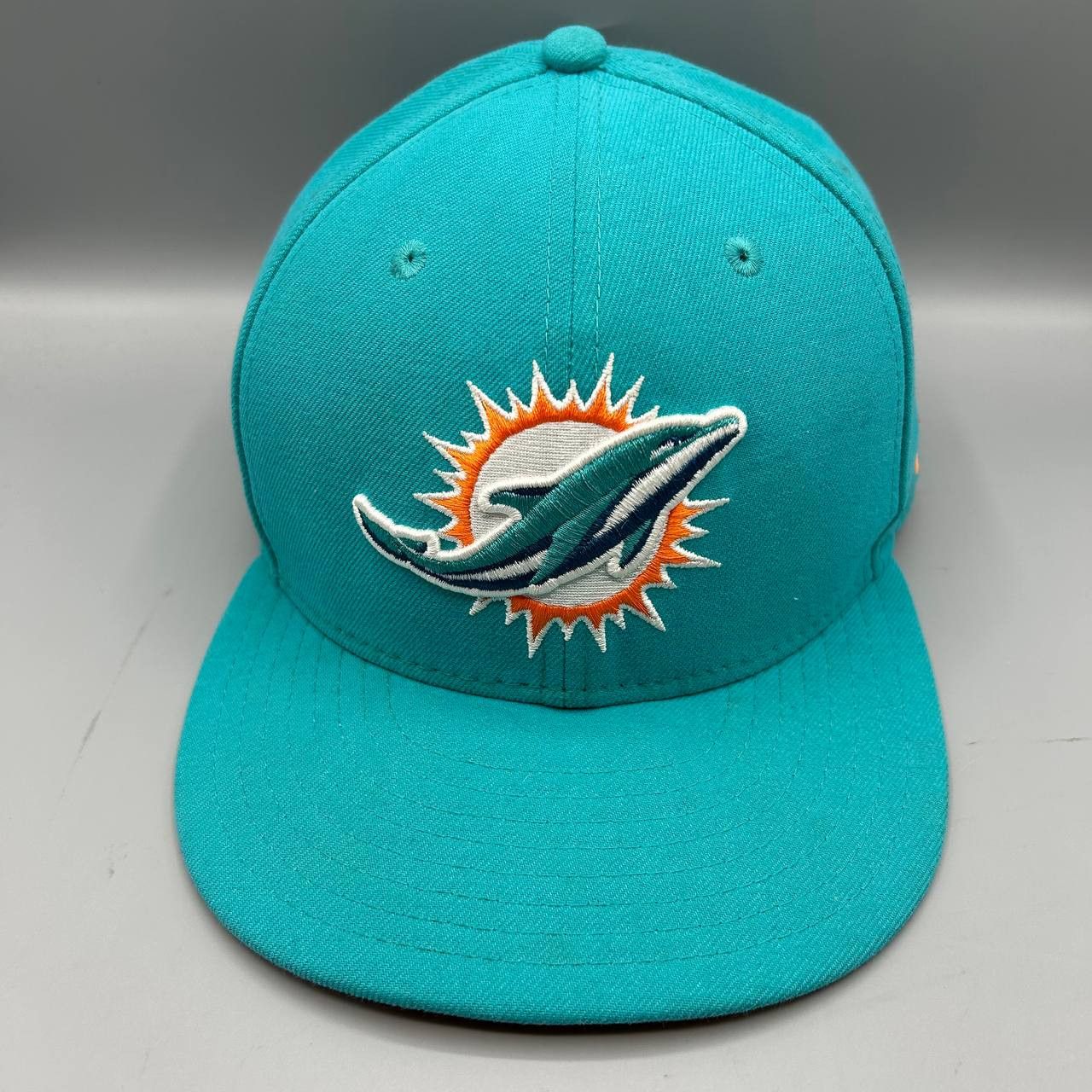New Era Miami Dolphins Hat Men 7 1/2 Blue Orange NFL Fitted Cap Size ONE SIZE - 1 Thumbnail