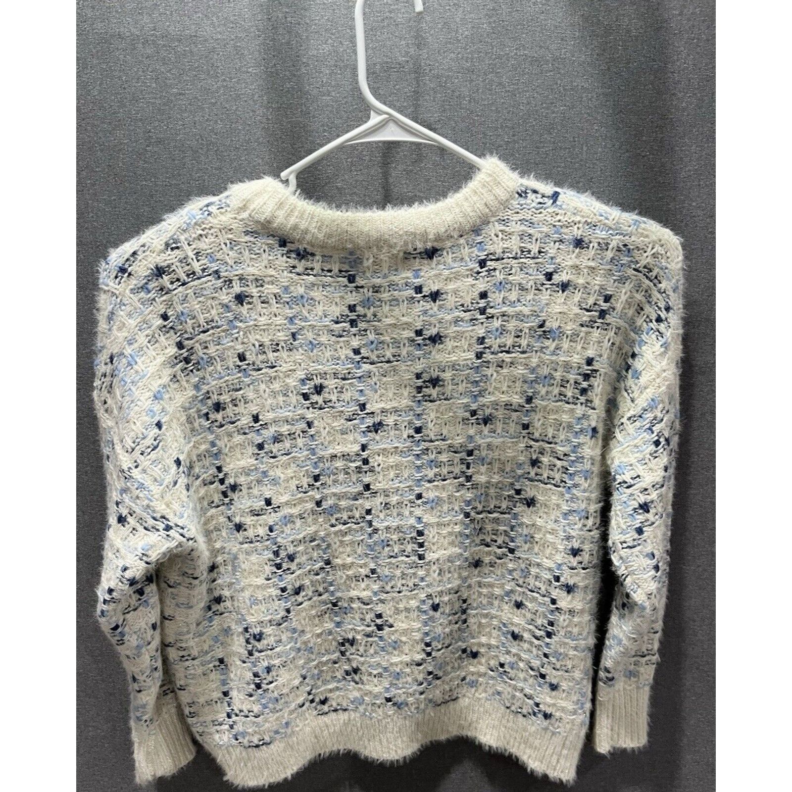 FRNCH NEW FRNCH Woven Knit Crewneck Sweater Cream Blue Size S/M Size S / US 4 / IT 40 - 2 Thumbnail