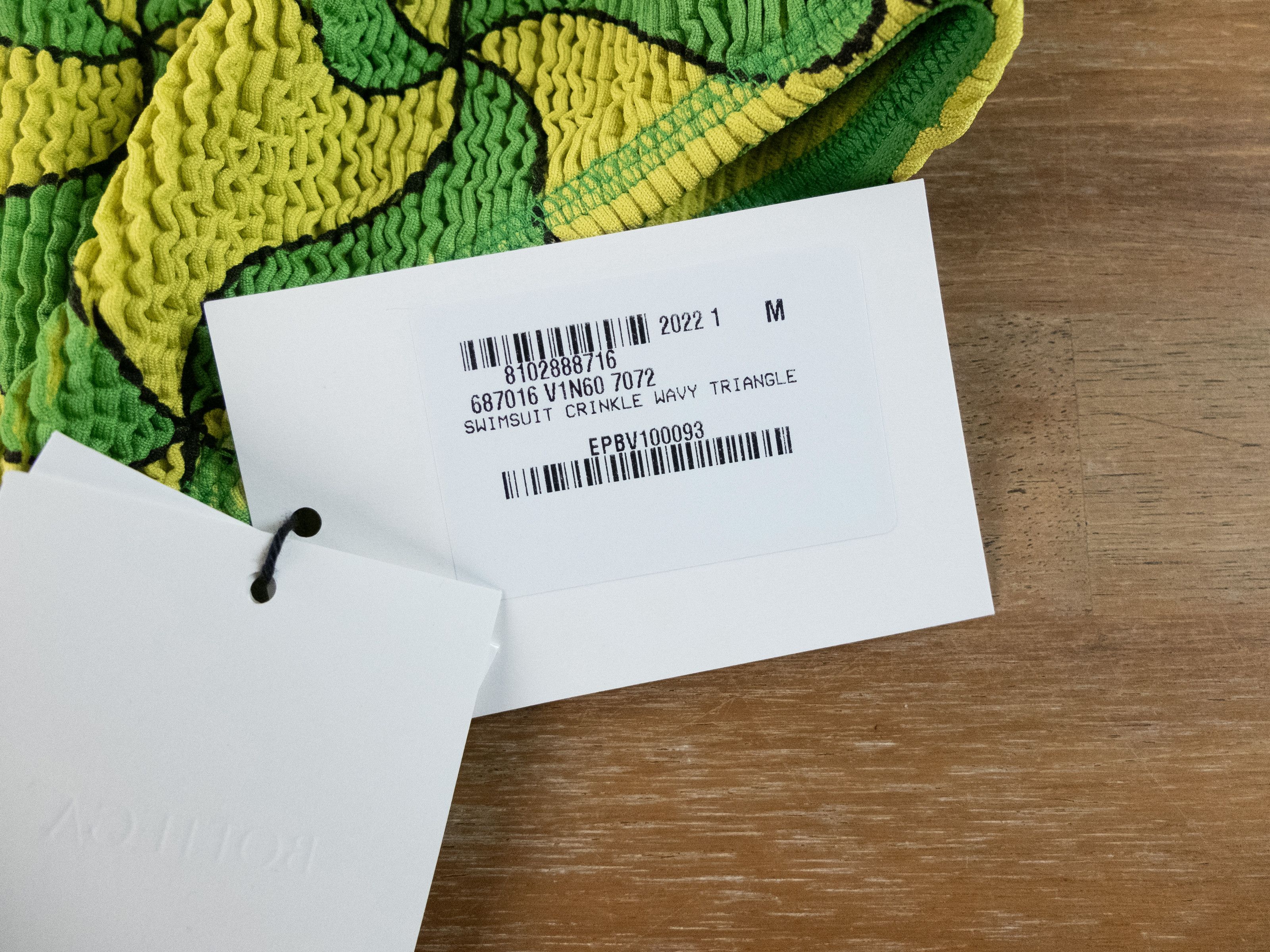 Bottega Veneta BOTTEGA VENETA green yellow one piece crinkle swimsuit M q Size 28" / US 6 / IT 42 - 8 Thumbnail