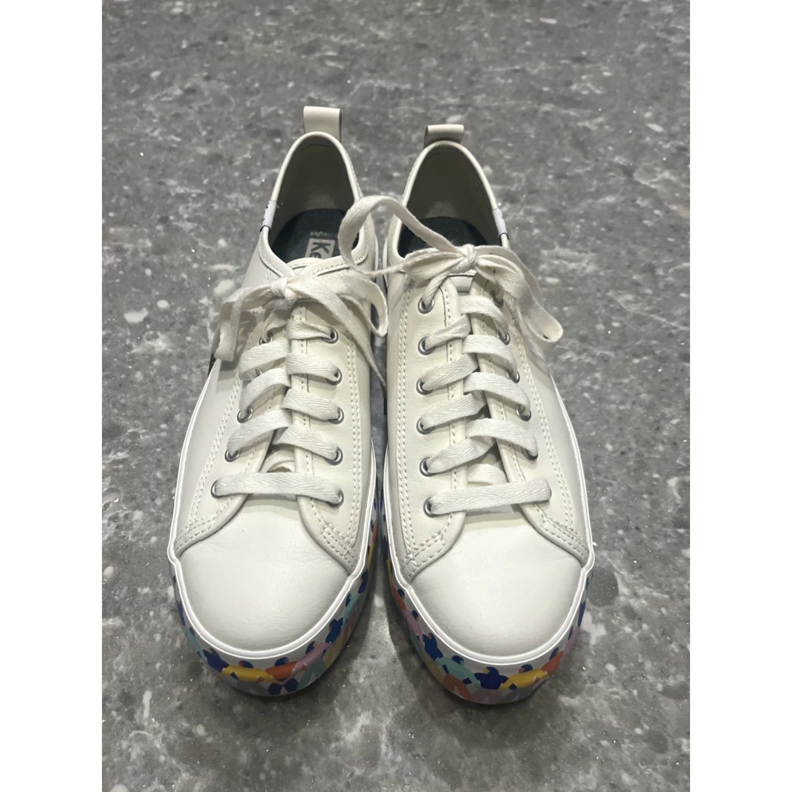 Keds Keds Triple Up Leather Rainbow Platform Sneakers WH65551 7.5 Womens Shoes White Rainbow Platform Sneakers Size US 8 / IT 38 - 2 Thumbnail