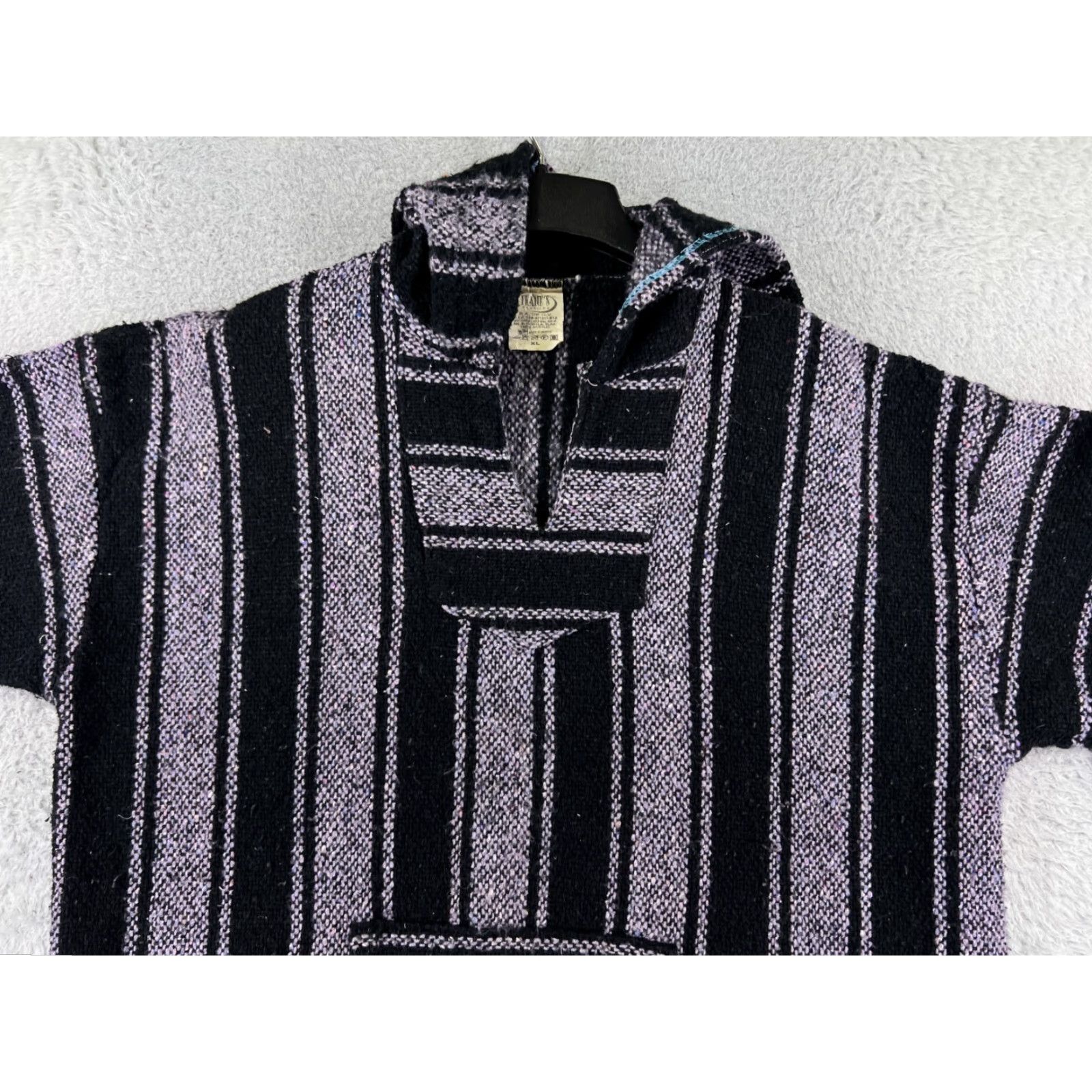 Vintage Franks Hoodie Men XL Purple Black Pocket Sweater Acrylic Drug Rug Crew Neck Pullover All Seasons Hooded Pockets Size US XL / EU 56 / 4 - 6 Thumbnail