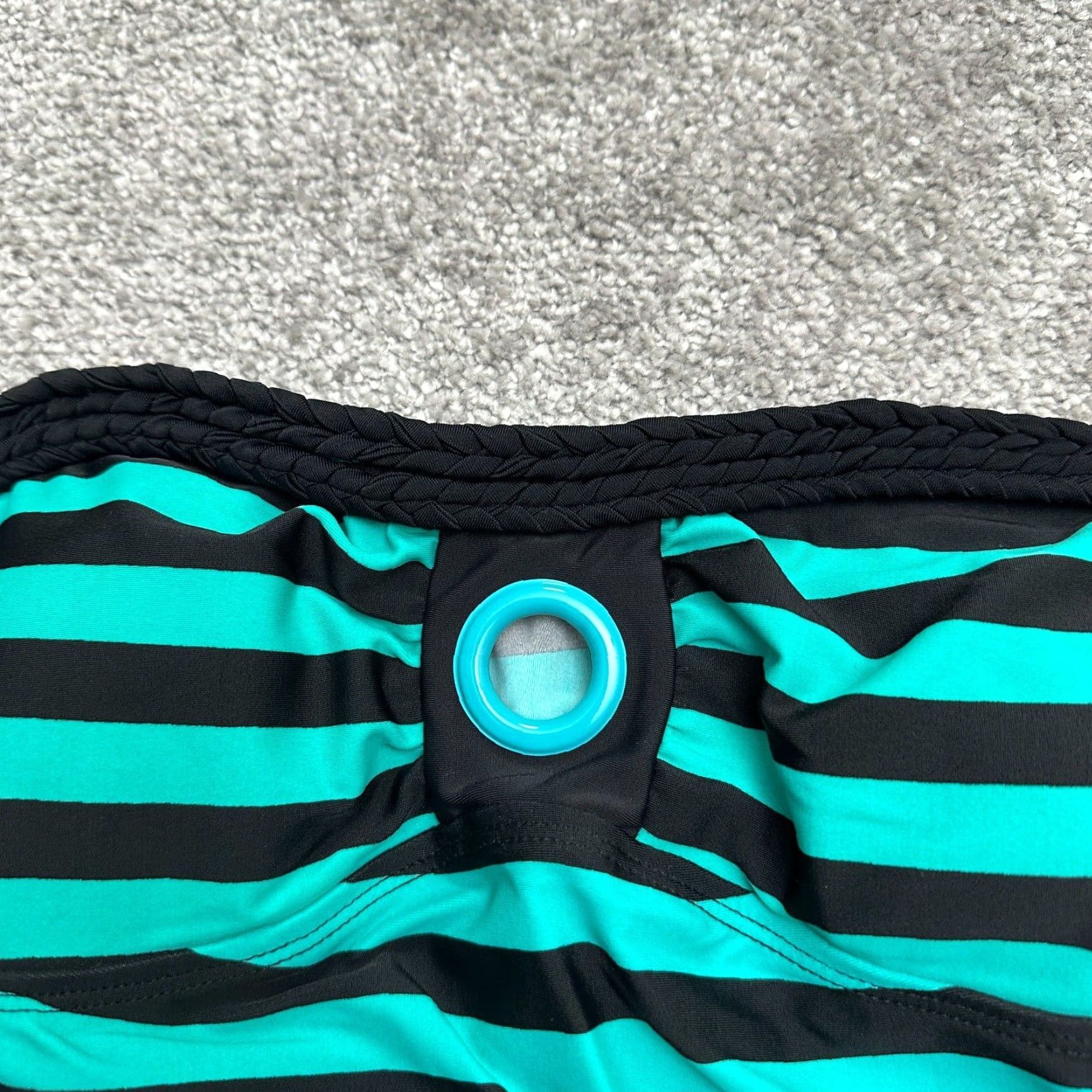 Vintage Island Escape Tankini Top Womens 6 Black Green Striped Padded Strapless Bandeau Swimsuit Size M / US 6-8 / IT 42-44 - 3 Thumbnail