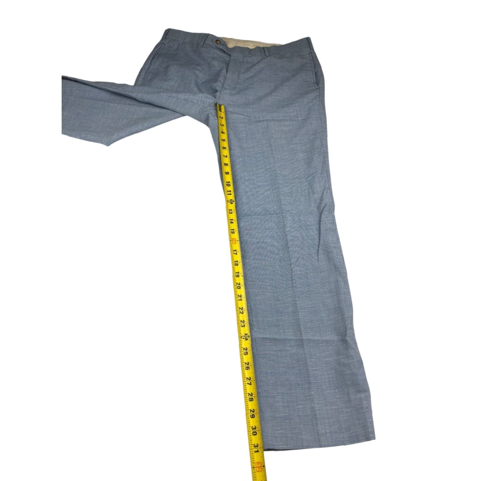 Brooks Brothers Men's Dress Pants Regent Fit Wool/Linen Blue Houndstooth  38x32 Regular Flat Front 38