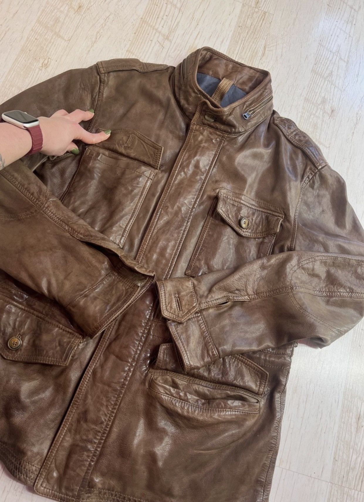 Massimo Dutti Massimo Dutti Leather Field Jacket – Brown – Size XL Size US XL / EU 56 / 4 - 12 Thumbnail