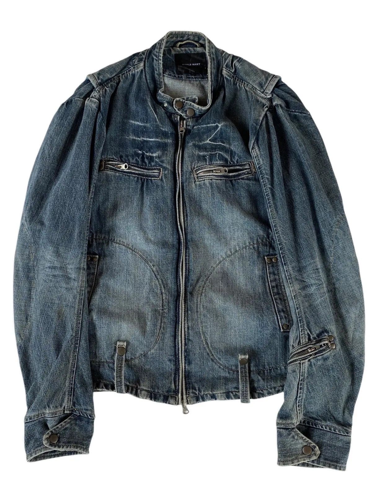 Vtg Style Mart Denim Jacket Zip Up Flared