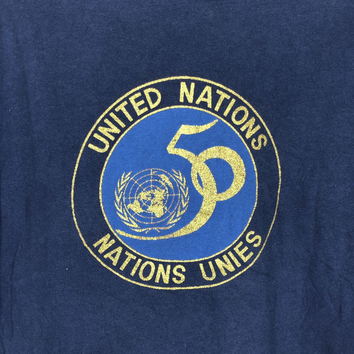 Hanes 90s Vintage 50 UNITED NATIONS Crew Neck T Shirt #1491/AZ Size US XL / EU 56 / 4 - 2 Thumbnail