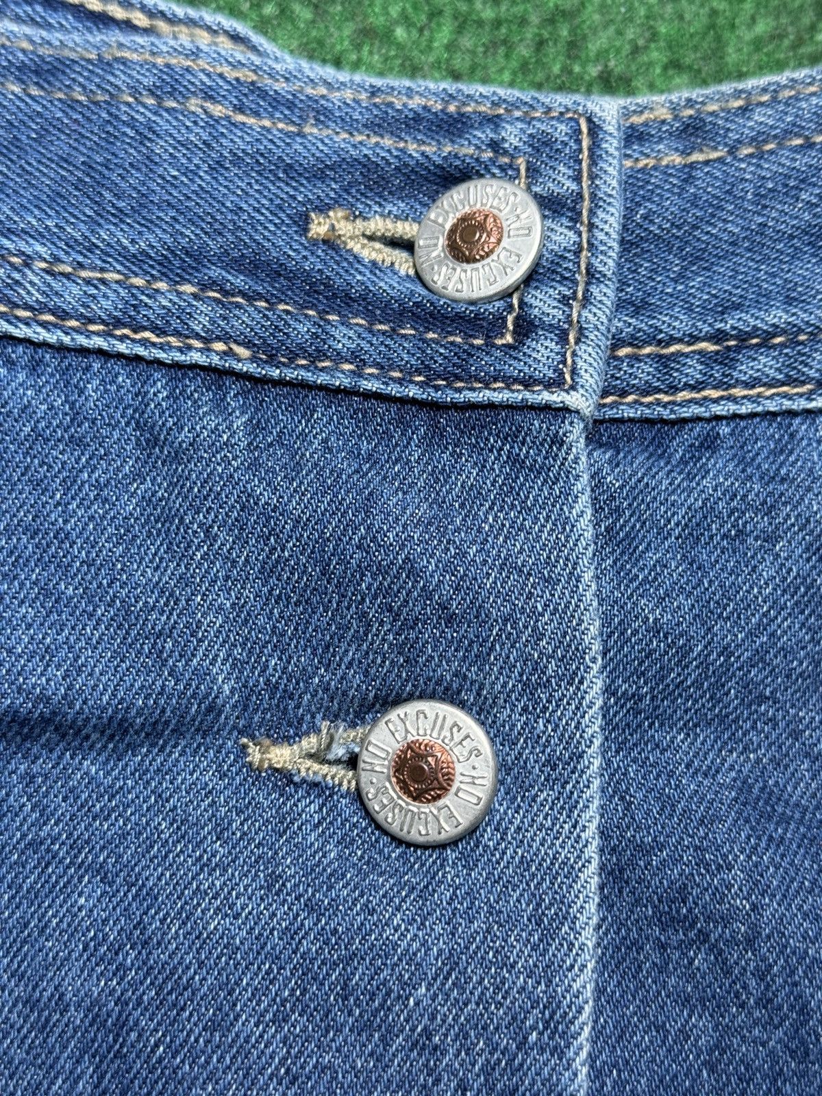 Vintage Vintage 90s No Excuses Femme Fatale 11/12 Denim Mini Skirt Size 34" / US 12 / IT 48 - 3 Thumbnail