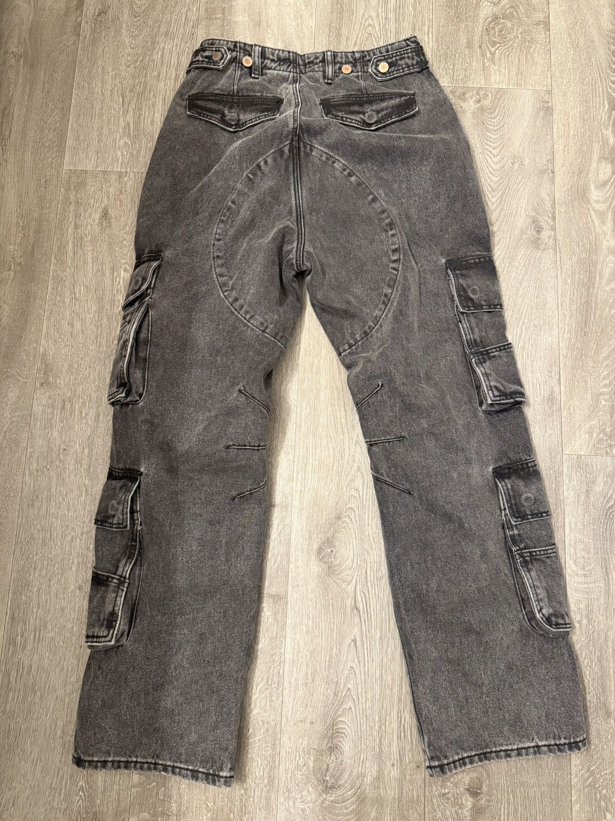 MNML MNML Washed Black Multi Cargo Denim Jeans Size 29 Size US 29 - 3 Thumbnail
