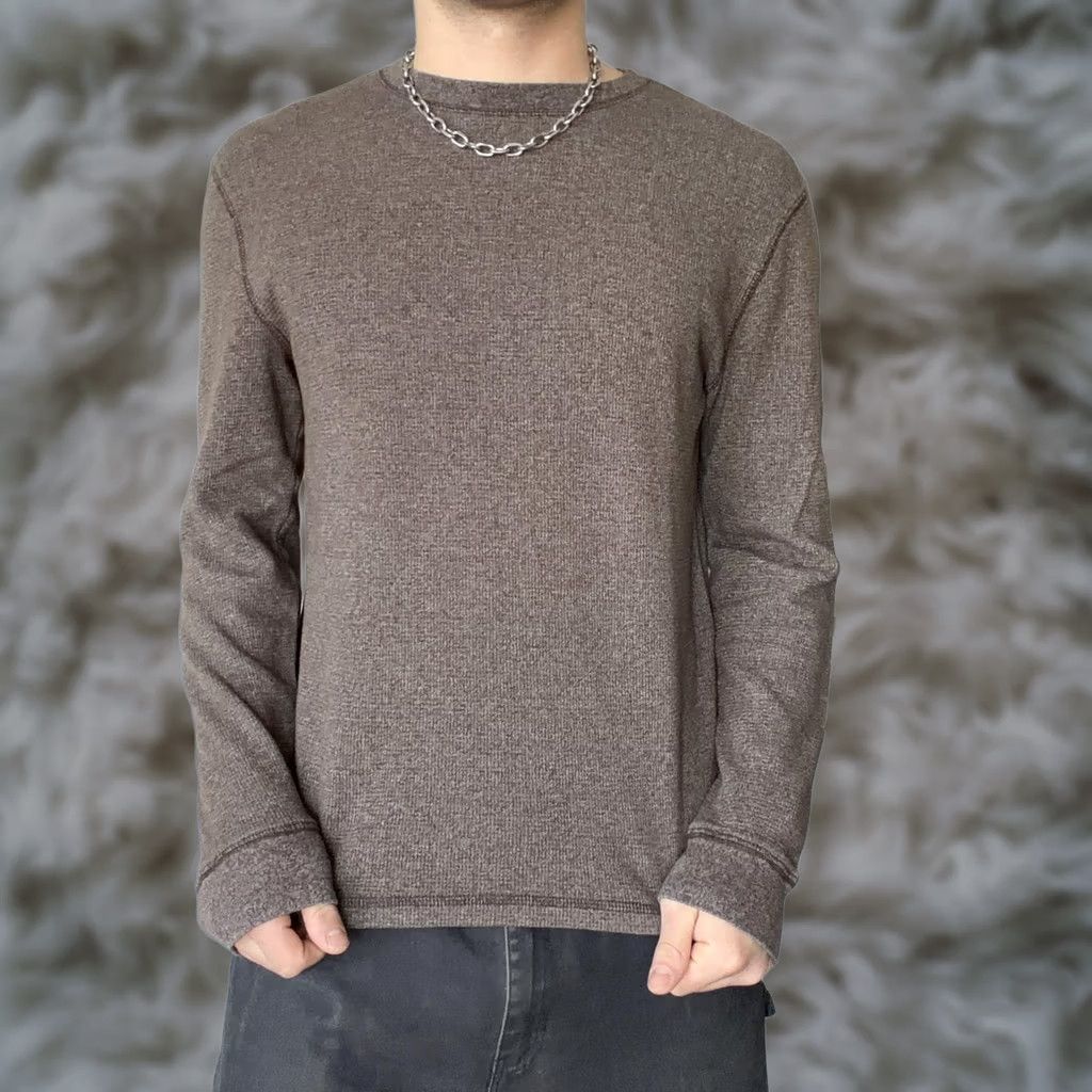 Faded Glory Y2K Brown Thermal Shirt Mens M Long Sleeve Waffle Knit Crewneck Tee Size US M / EU 48-50 / 2 - 1 Thumbnail