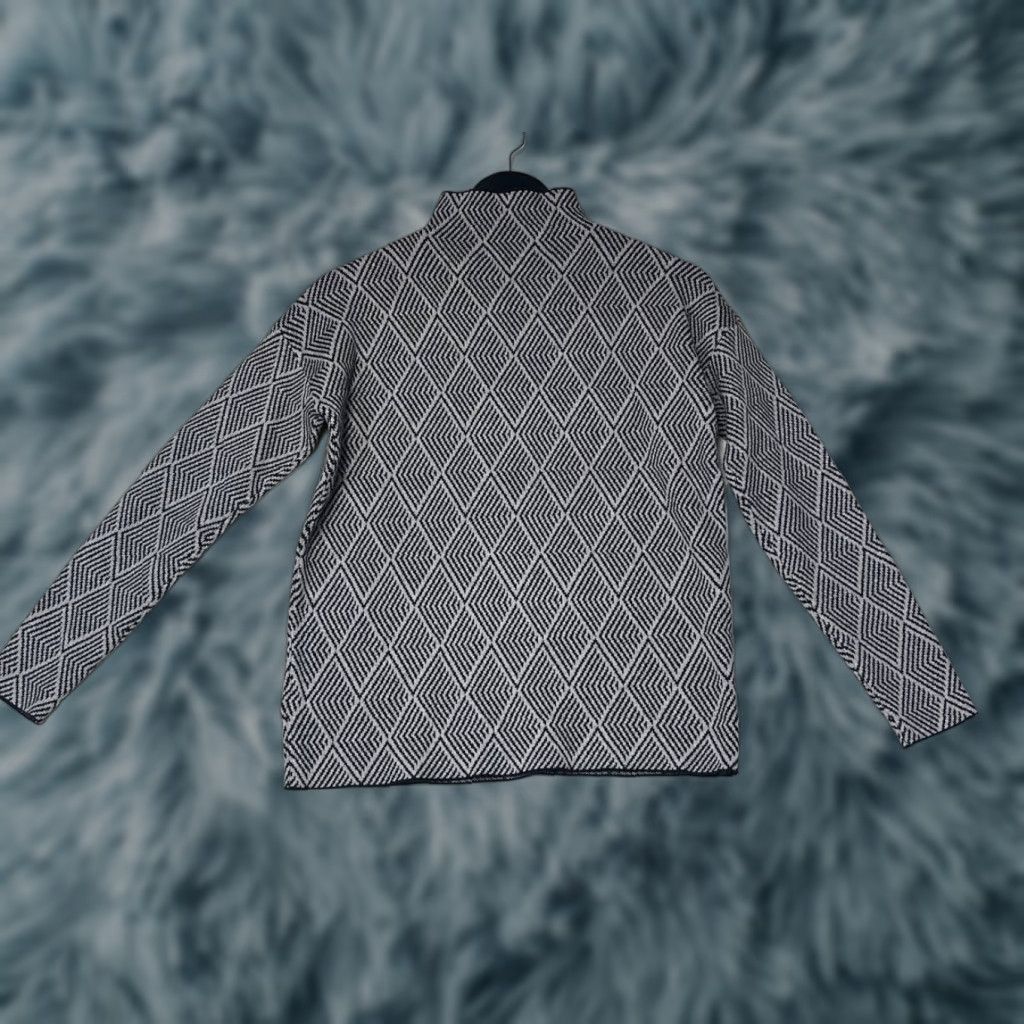 Halston Halston Womens Sweater Gray Tan Pullover Mock Turtleneck XS Dolman Sleeve Regular Knit Geometric Size XS / US 0-2 / IT 36-38 - 1 Thumbnail