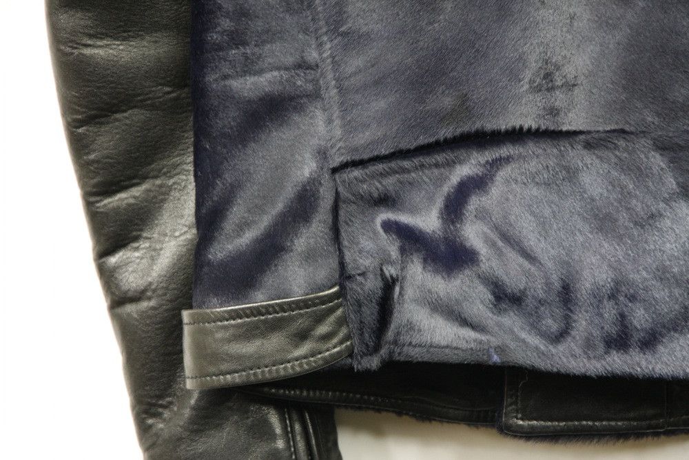 Balmain Balmain Paris Midnight Blue Black Calf Hair Leather Biker Size US M / EU 48-50 / 2 - 14 Thumbnail