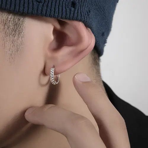 925 Silver x Diamond Earrings One Pairs Hip-Hop Earrings Gothic Punk Chrome Jewelry Spike in Silver