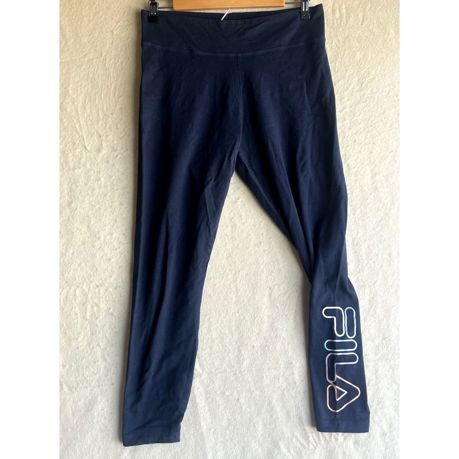 Fila FILA Leggings Logo on Pant Leg Blue Women Size L Regular Activewear Women Leggings Ankle Logo Size 36" / US 14 / IT 50 - 2 Thumbnail