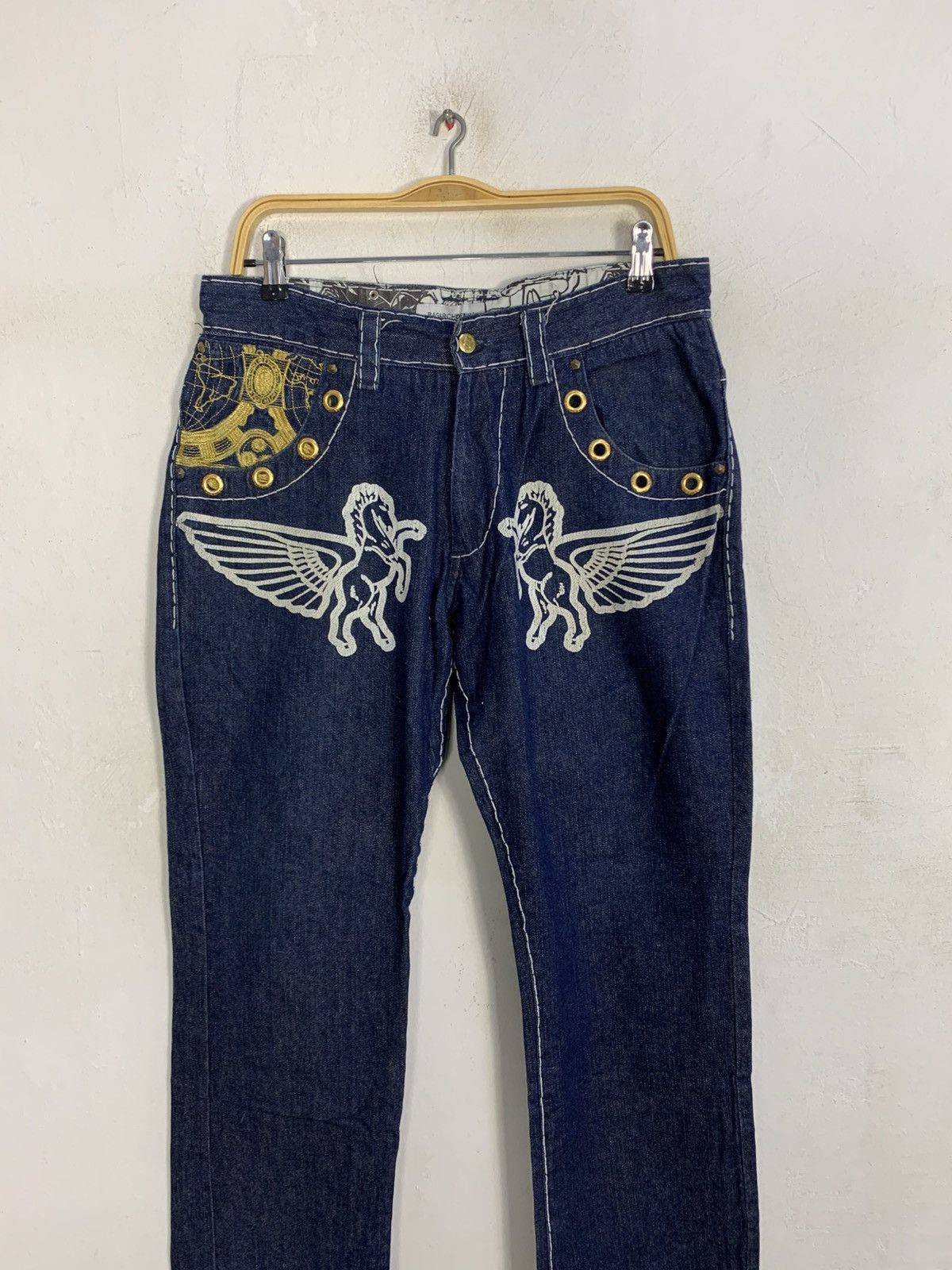 Japanese Brand Bagarch Pegasus Baggy Straight Cut Embroidery Pocket Size US 32 / EU 48 - 3 Thumbnail