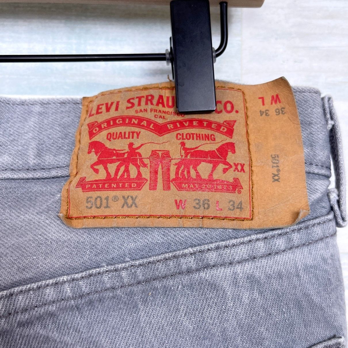 Levi's Levis 501 XX Straight Jeans Gray Button Fly Rigid Mens 34x32 Size US 34 / EU 50 - 6 Thumbnail
