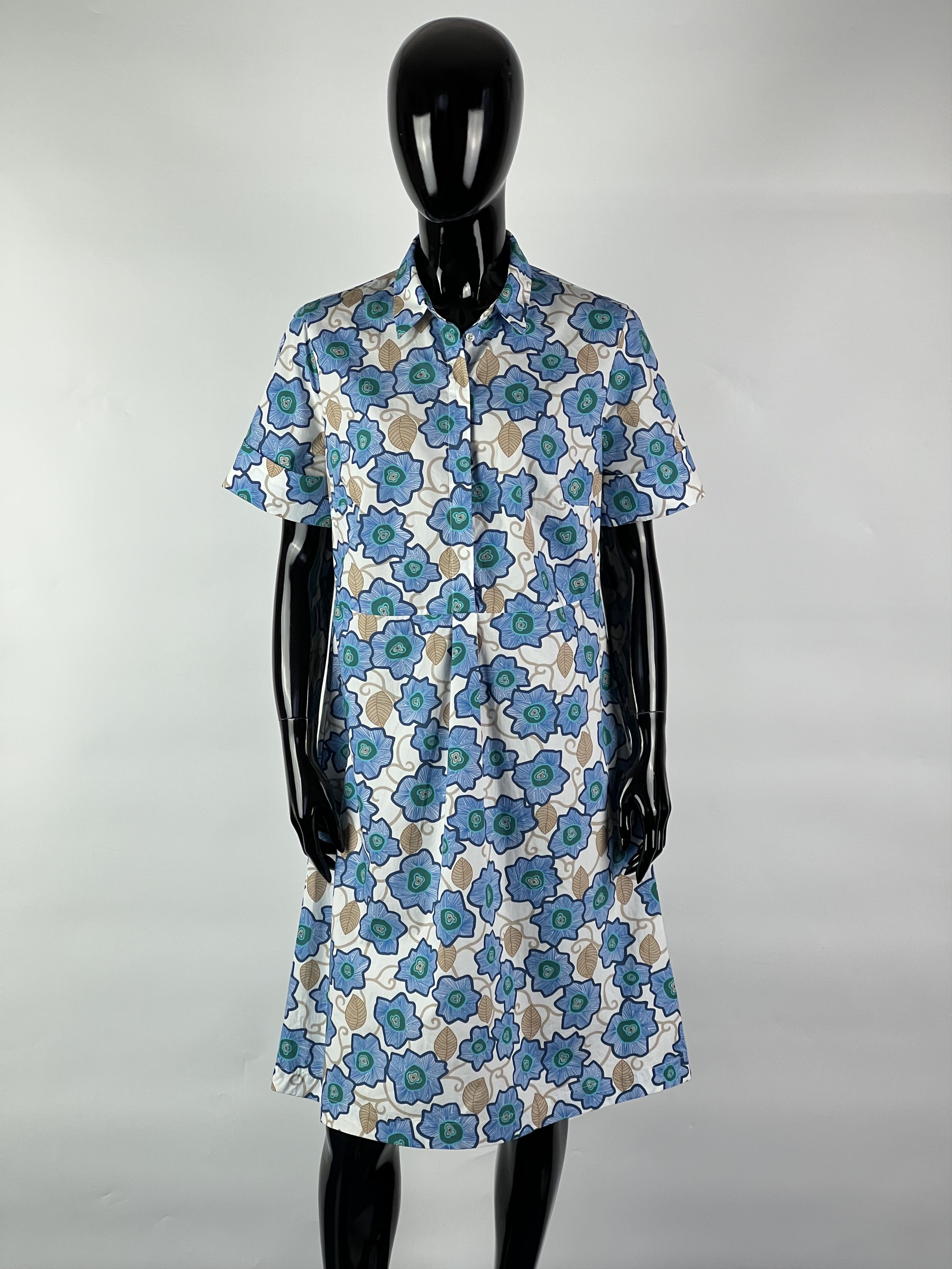 Other 0039 Italy Floral Print Cotton Shirt Dress Size M Size M / US 6-8 / IT 42-44 - 1 Thumbnail