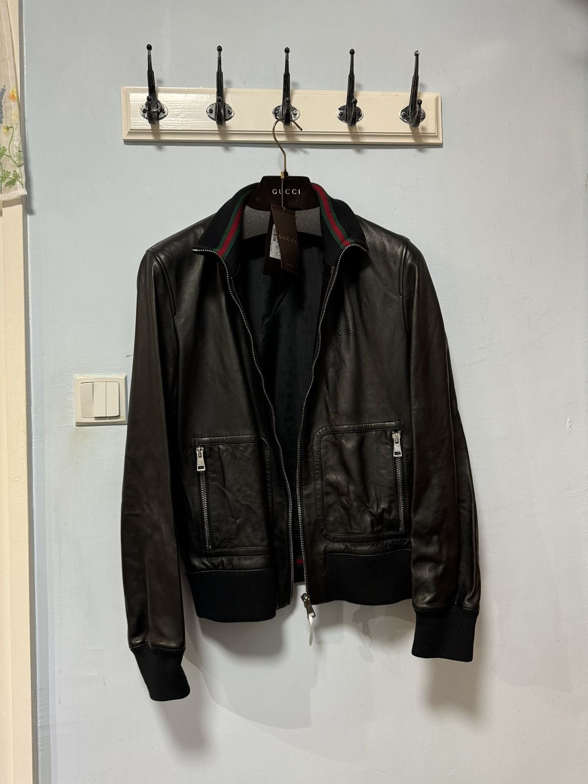 Gucci Gucci logo leather bomber jacket Size US L / EU 52-54 / 3 - 3 Thumbnail