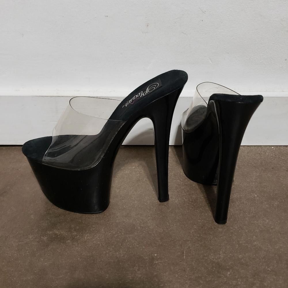 Pleasures Pleaser | Clear-Black | Sky 301 Platform Heels Size US 7 / IT 37 - 3 Thumbnail
