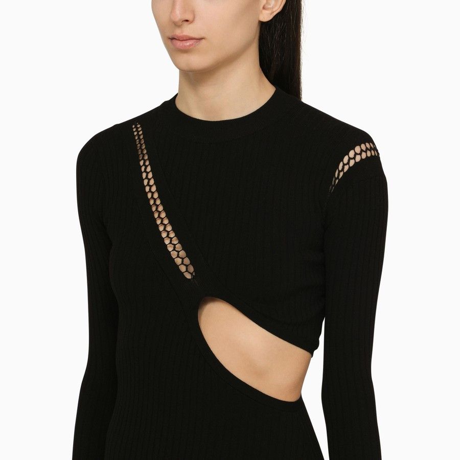 The Attico o1d2blof1024 Ribbed Cut-Out Midi Dress in Black Size XS / US 0-2 / IT 36-38 - 5 Thumbnail
