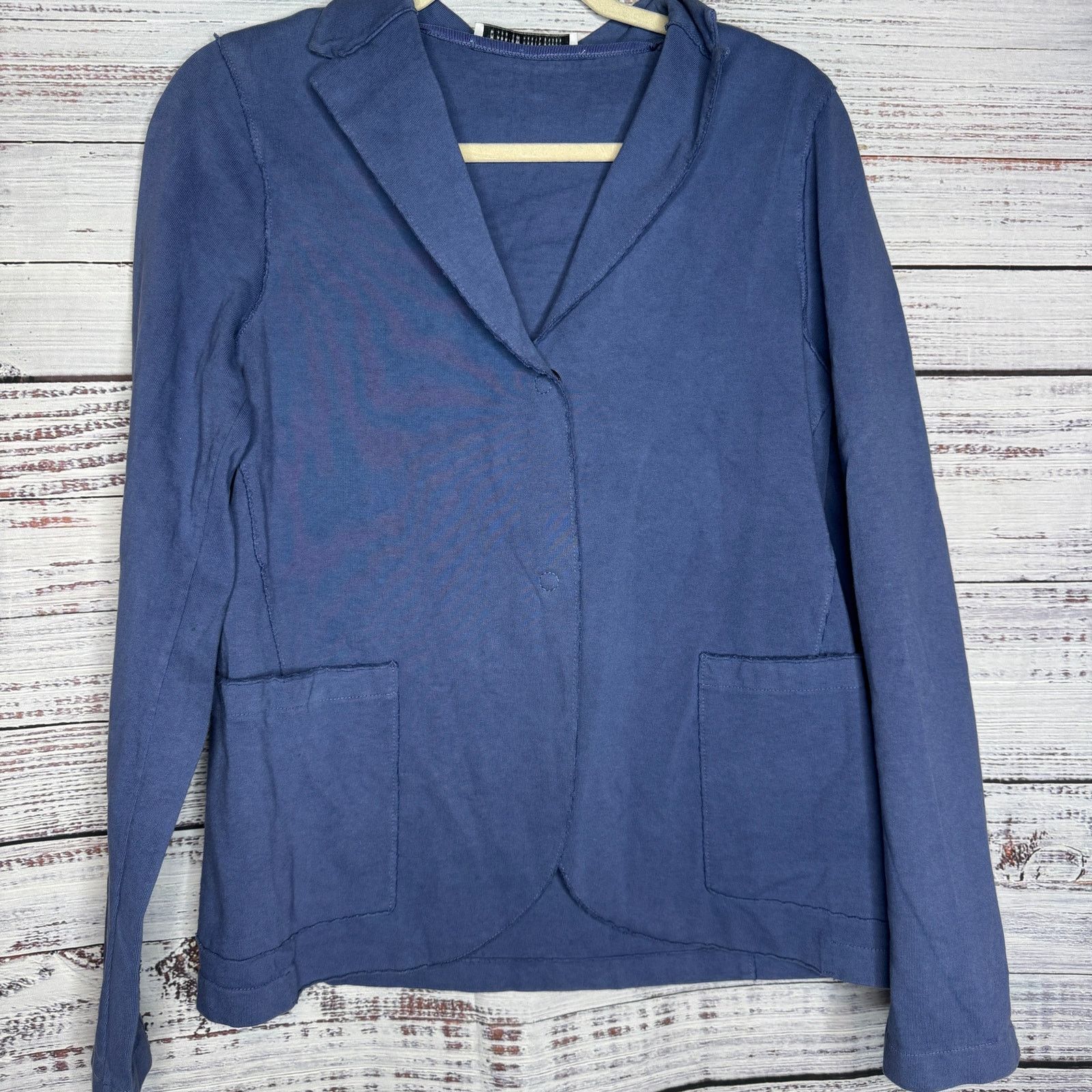 Harris Wharf London Harris Wharf London Blue Cotton Jersey Blazer Jacket Med Size M / US 6-8 / IT 42-44 - 1 Thumbnail
