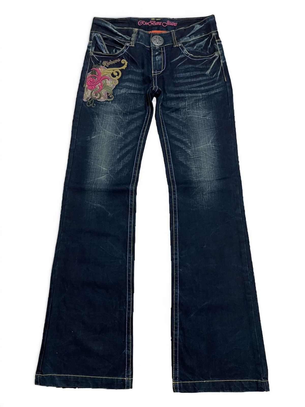 Affliction Riobera Embroidery Red Pepper Lolita Style Pocket Flare Pant Size US 28 / EU 44 - 2 Thumbnail