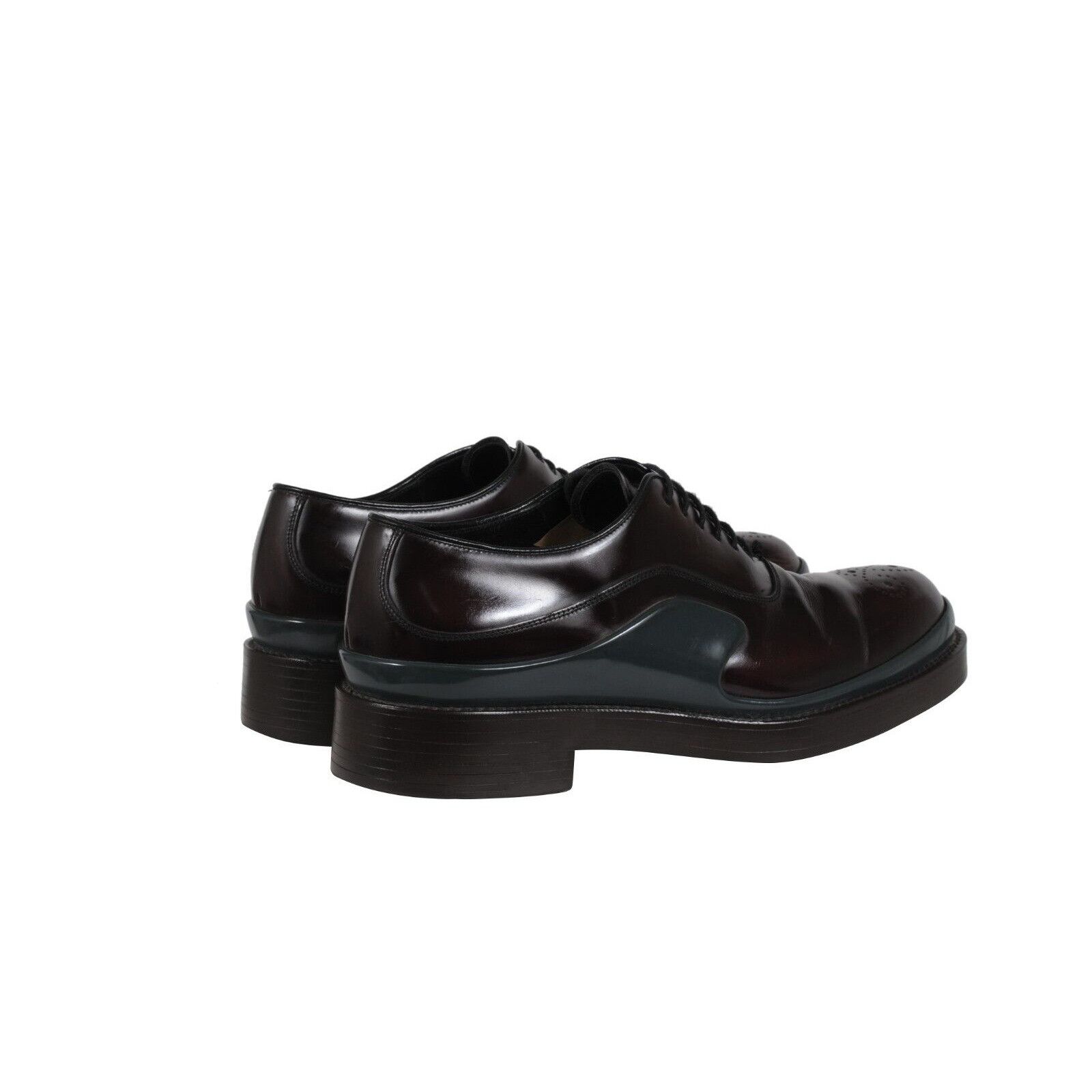 Prada Derbys Burgundy Leather Double Gray Mid Sole - 02478 Size US 9 / EU 42 - 3 Thumbnail