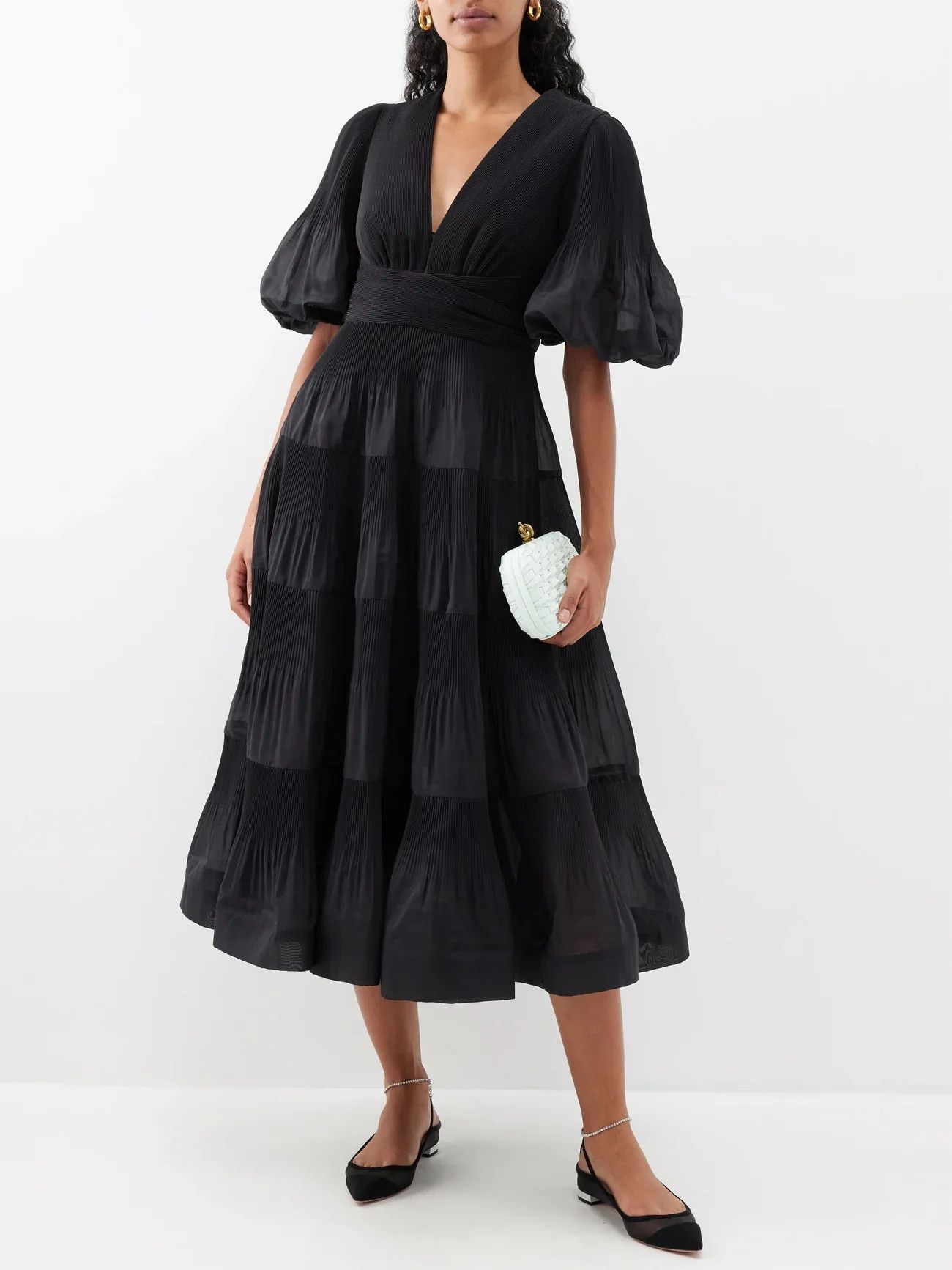 Zimmermann oc11z0425 Pleated Midi Dress in Black Size M / US 6-8 / IT 42-44 - 2 Thumbnail