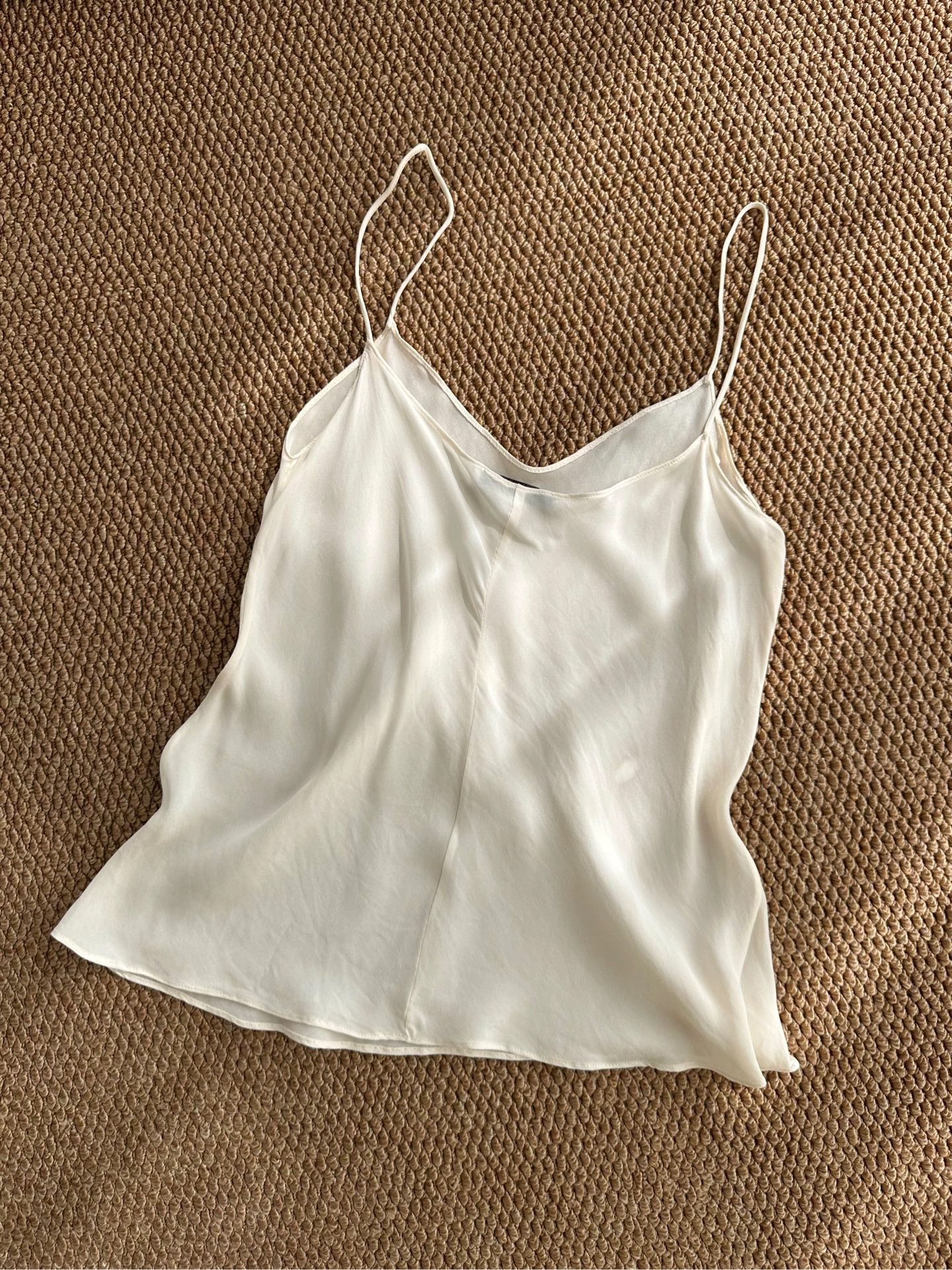 The Row THE ROW Wavy Hem Silk Thin Strap White Top L Size L / US 10 / IT 46 - 4 Thumbnail