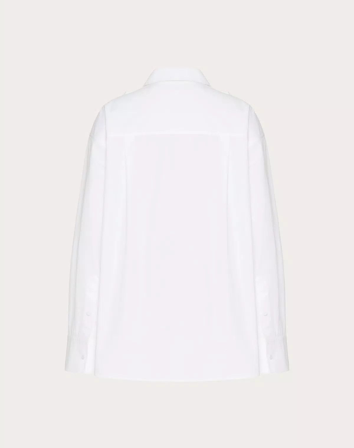 Valentino o1s1wg110625 Embroidered Compact Popeline Shirt in White Size L / US 10 / IT 46 - 2 Thumbnail