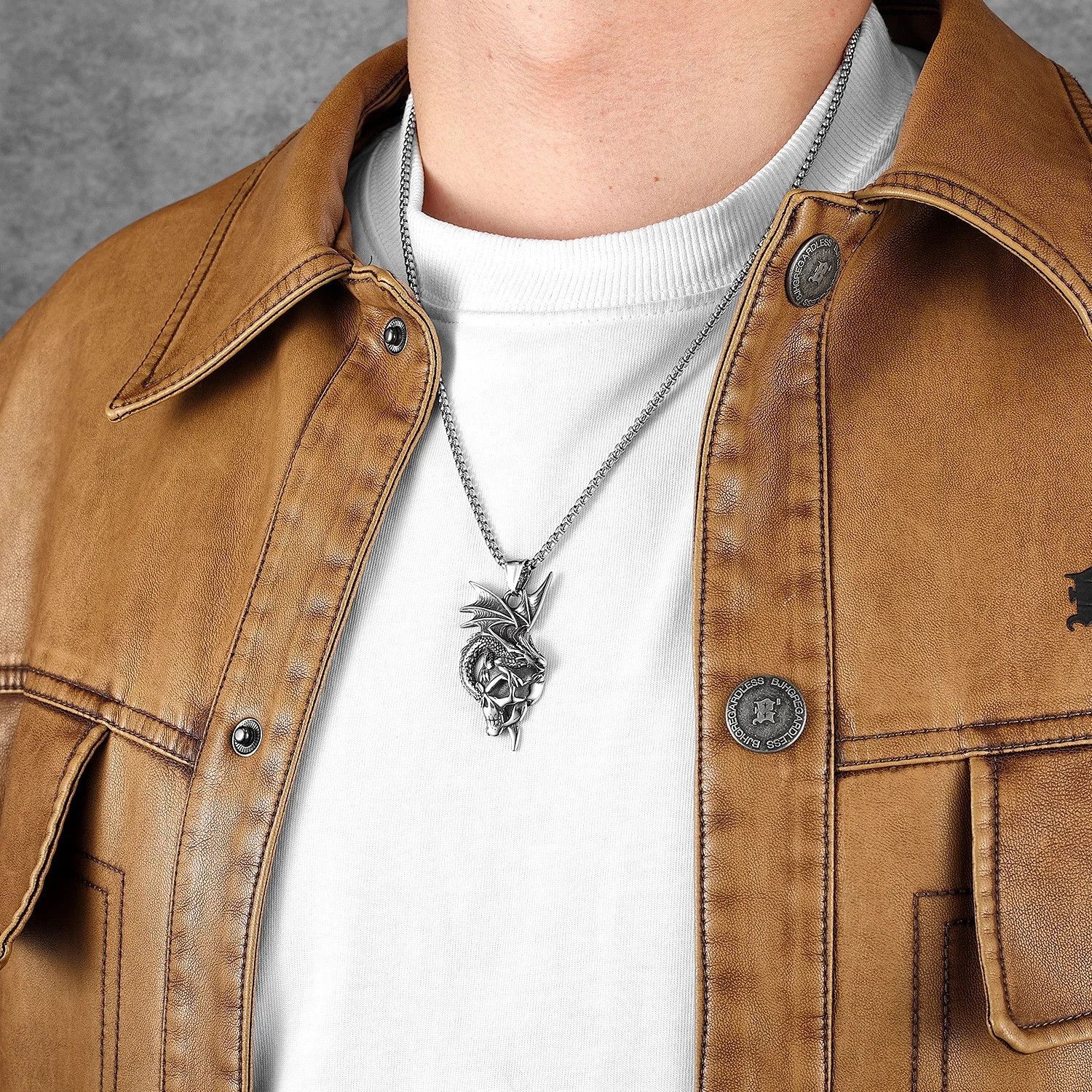 Other Dragon Skull Gun Pendant Accessories Necklace Gifts For Him Size ONE SIZE - 2 Thumbnail