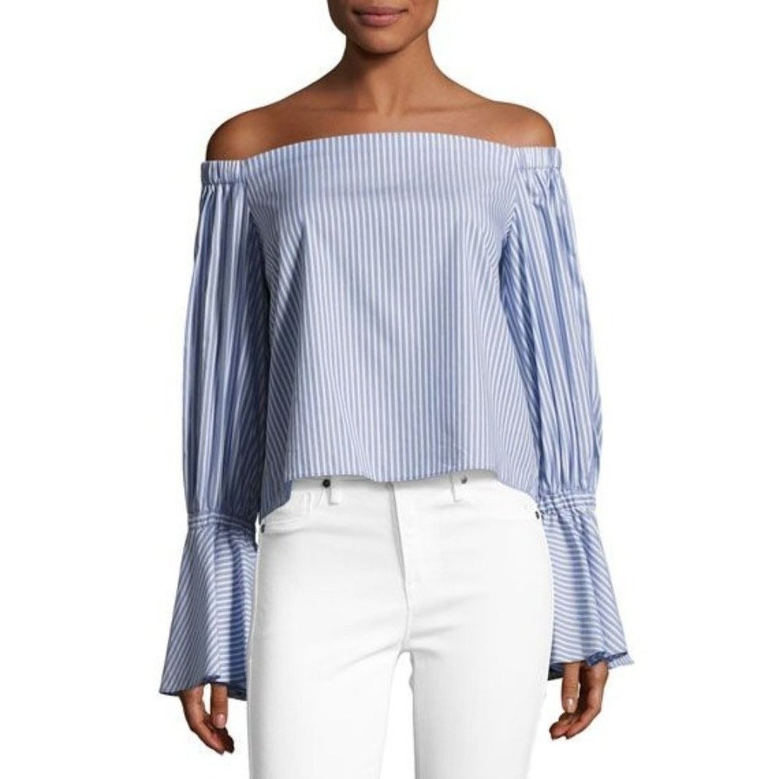 ALEXIS Alexis Womens S Striped Off-Shoulder Bell Sleeve Top Small Size S / US 4 / IT 40 - 1 Thumbnail