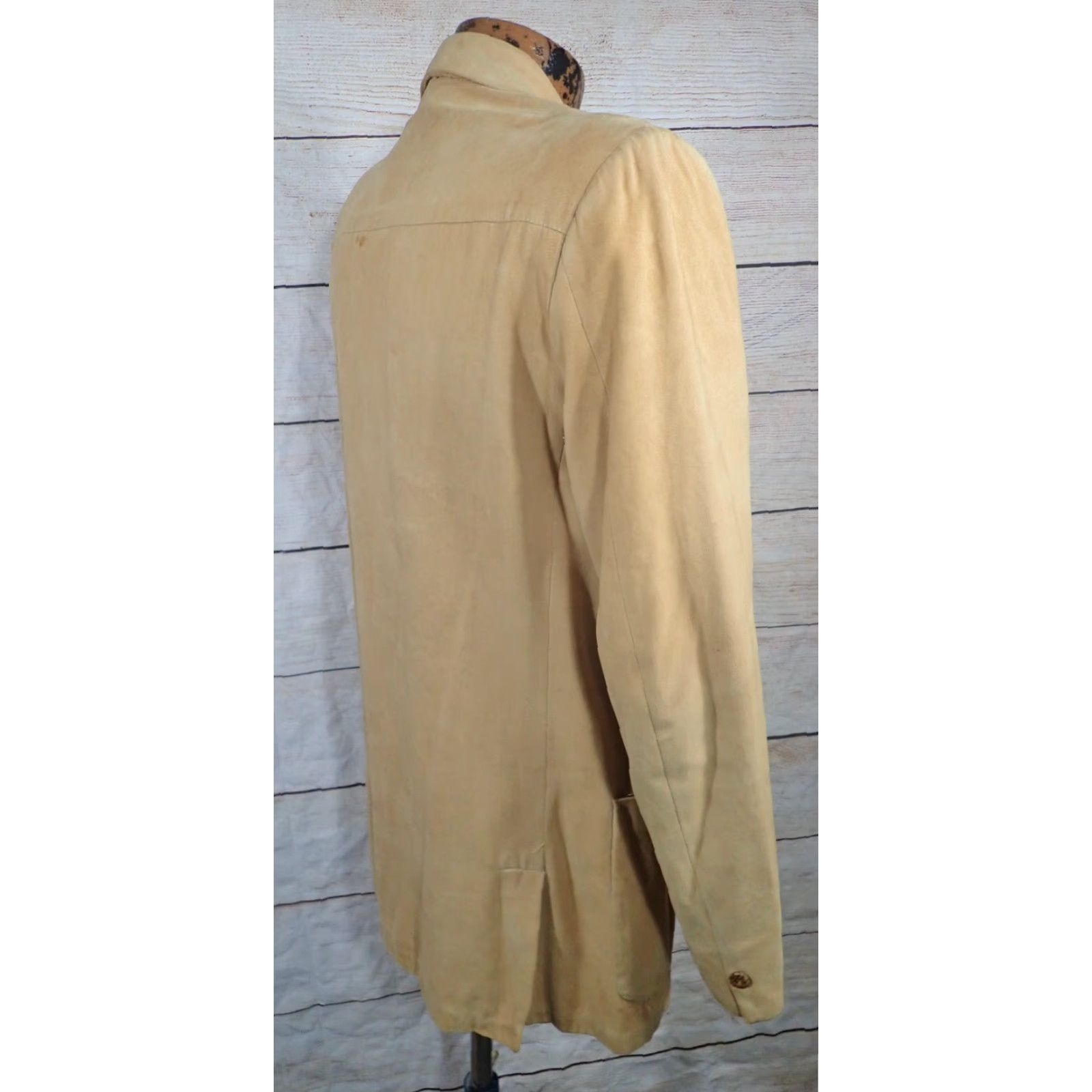 Vintage VINTAGE Mens Sport Coat Blazer Jacket 38R Brown Faux Leather Suede 50s 60s Retro Punk Designer Union Made USA Size 38R - 4 Thumbnail