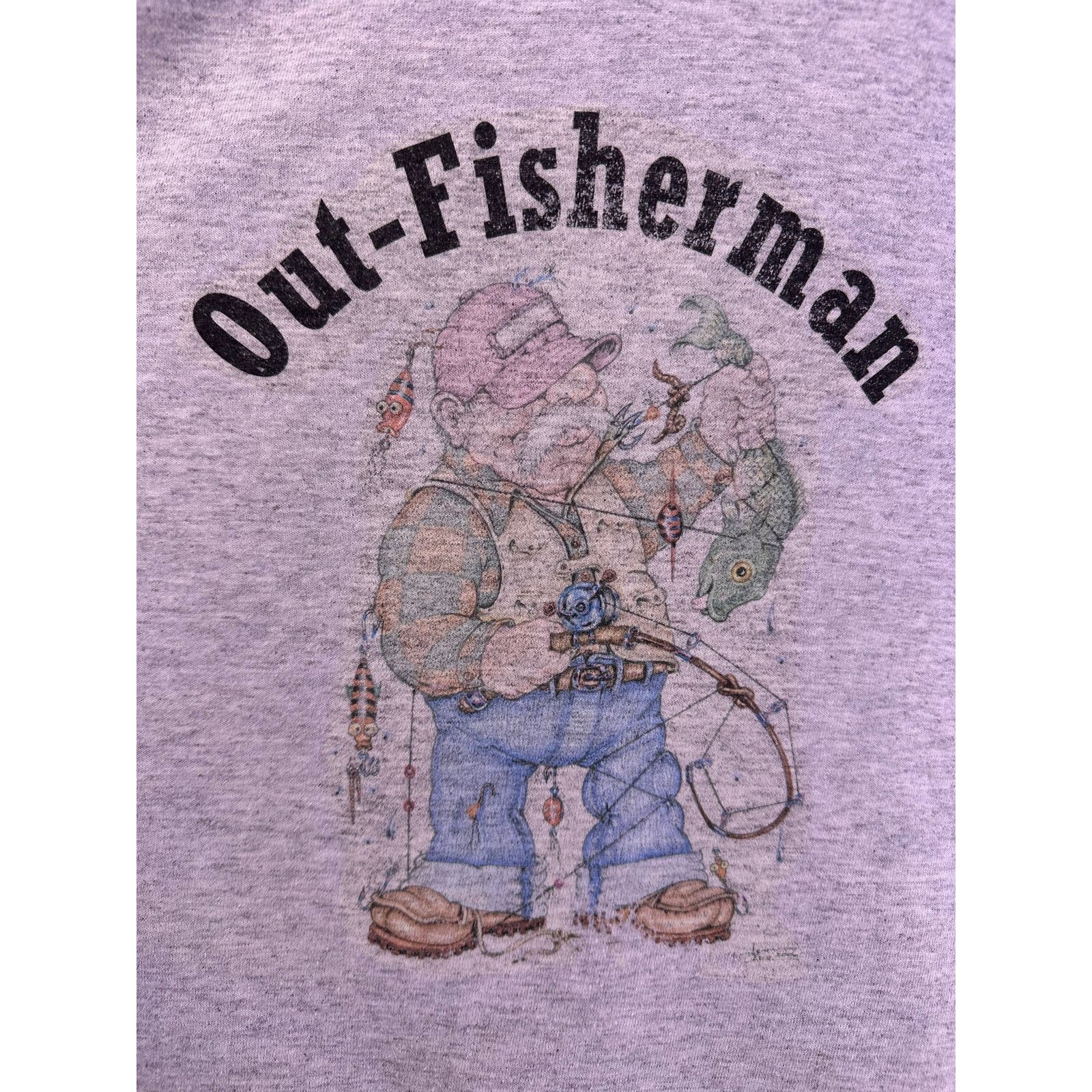 Gildan Out Fisherman Big Print Gray Tshirt Gildan Size XL Size US XL / EU 56 / 4 - 8 Thumbnail