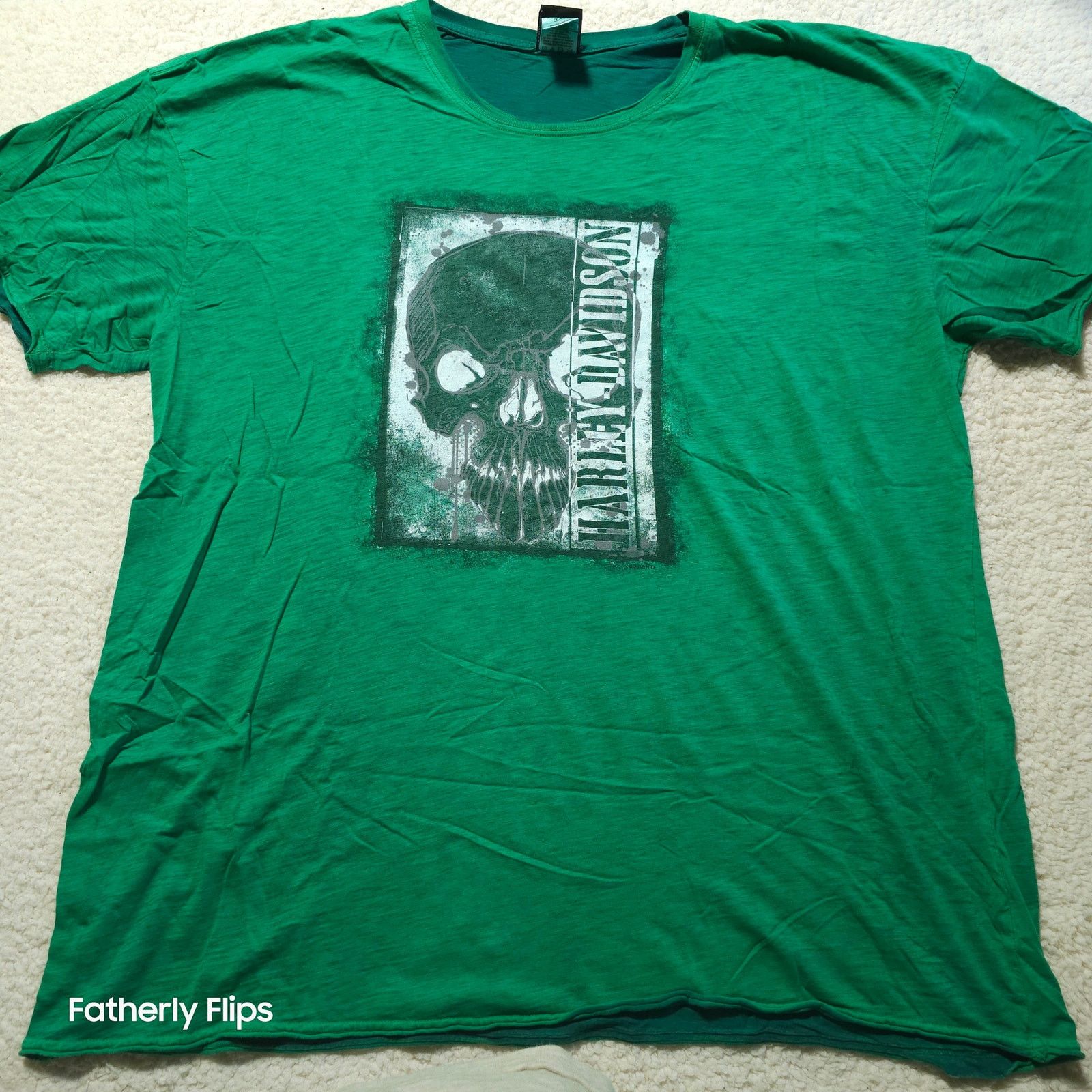 Harley Davidson Harley-Davidson Green Skull Tee 3XL Brandon Florida 2012 Size US XXL / EU 58 / 5 - 1 Thumbnail