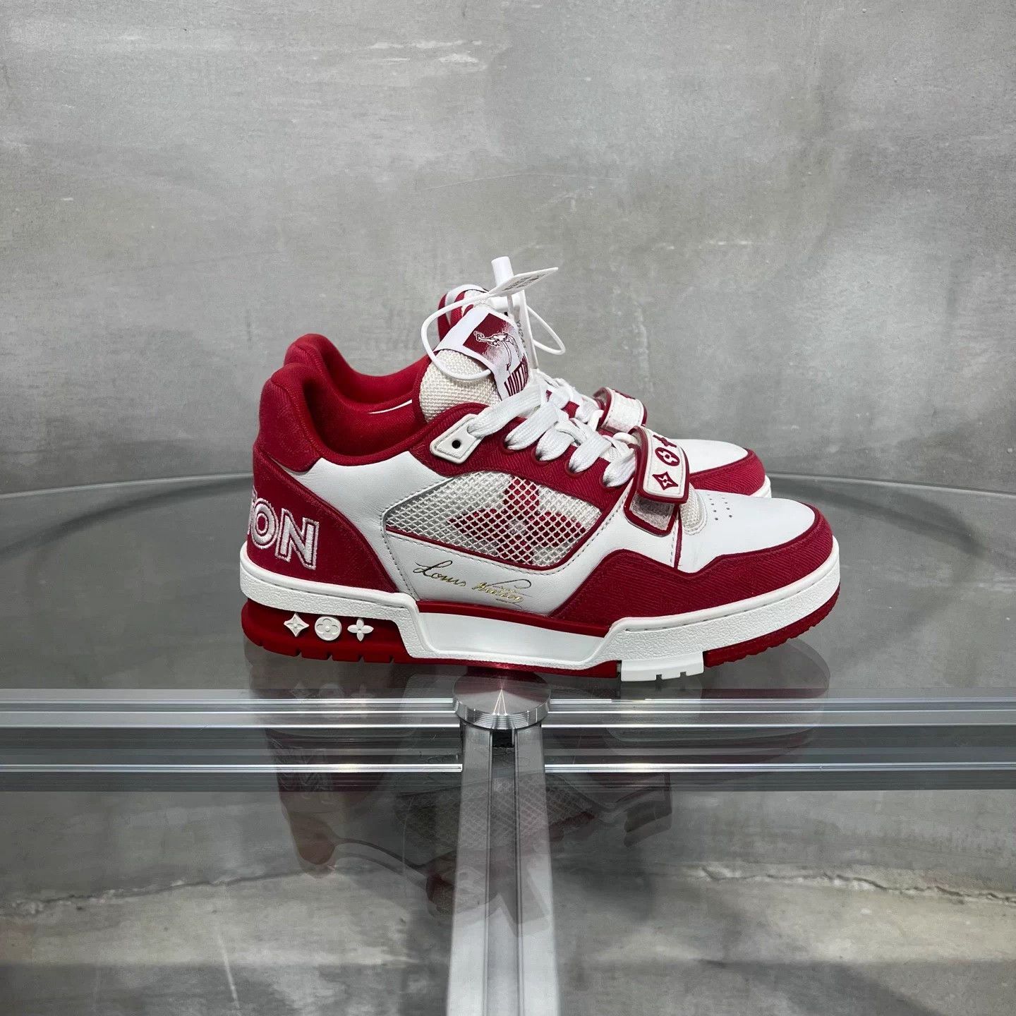 Louis Vuitton LV Trainer White/Red Velcro UK3/37 Size US 6 / IT 36 - 4 Thumbnail