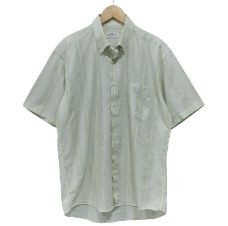 Balenciaga × Vintage Vintage Balenciaga Striped Short Sleeve Shirt Size US XL / EU 56 / 4 - 1 Thumbnail