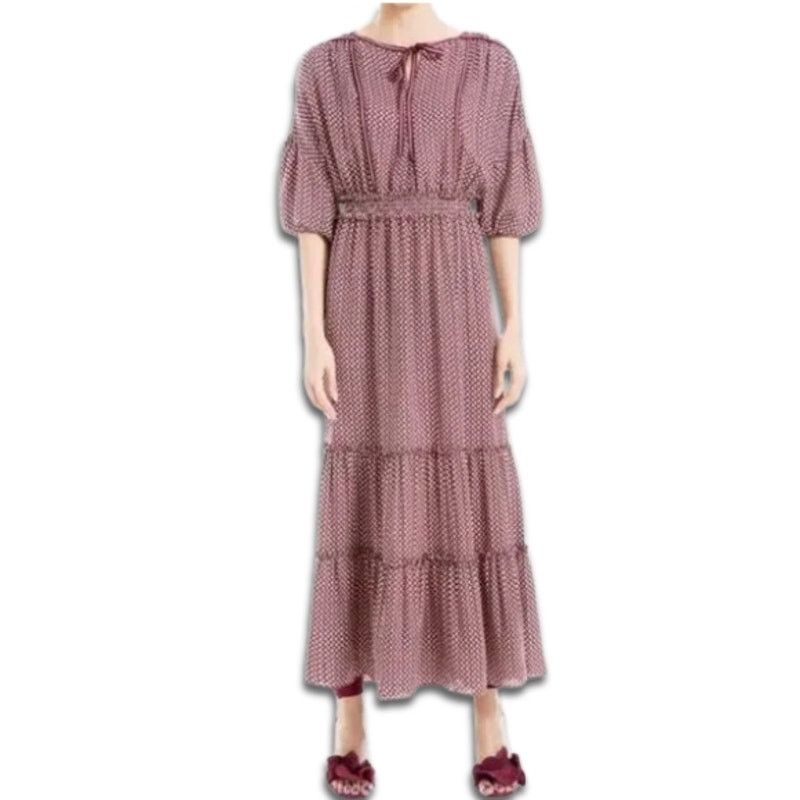 Other Max Studio Maxi Dress Geometric Tie-Neck Multicolor S NWT Size S / US 4 / IT 40 - 1 Thumbnail